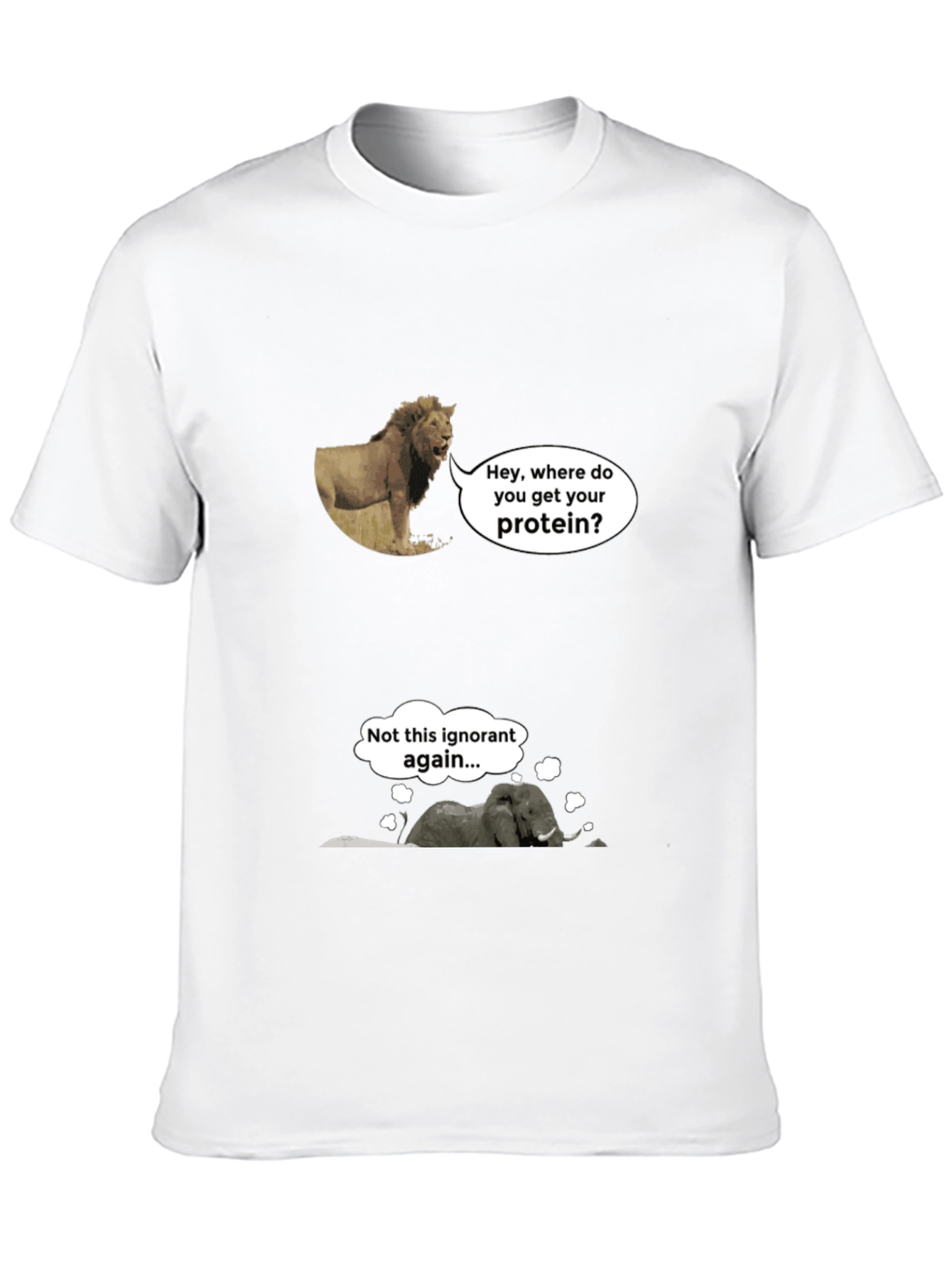 Funny Vegan Lion and Elephant T-Shirt