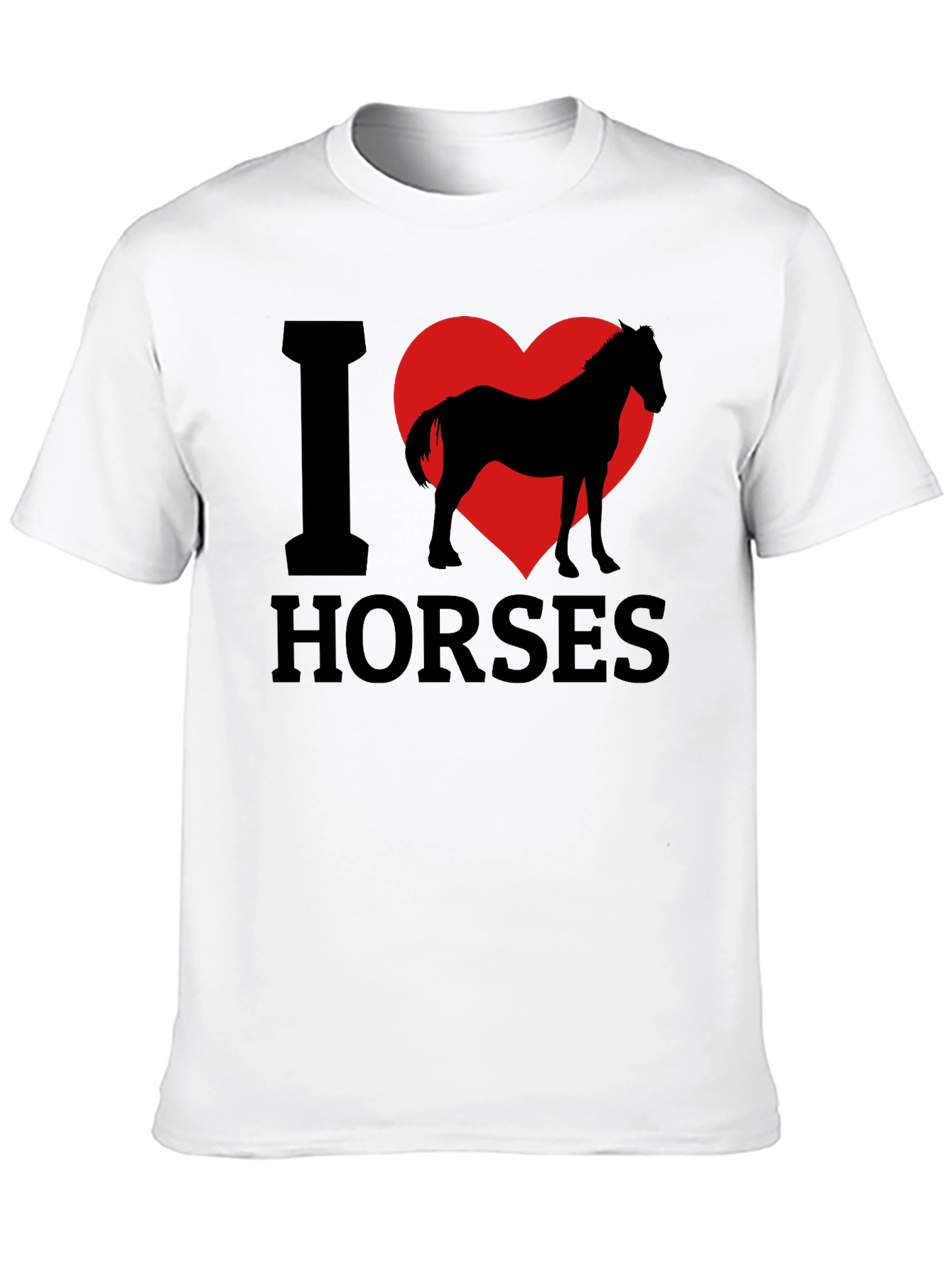 I Love Horses T-Shirt - Black Cotton Tee