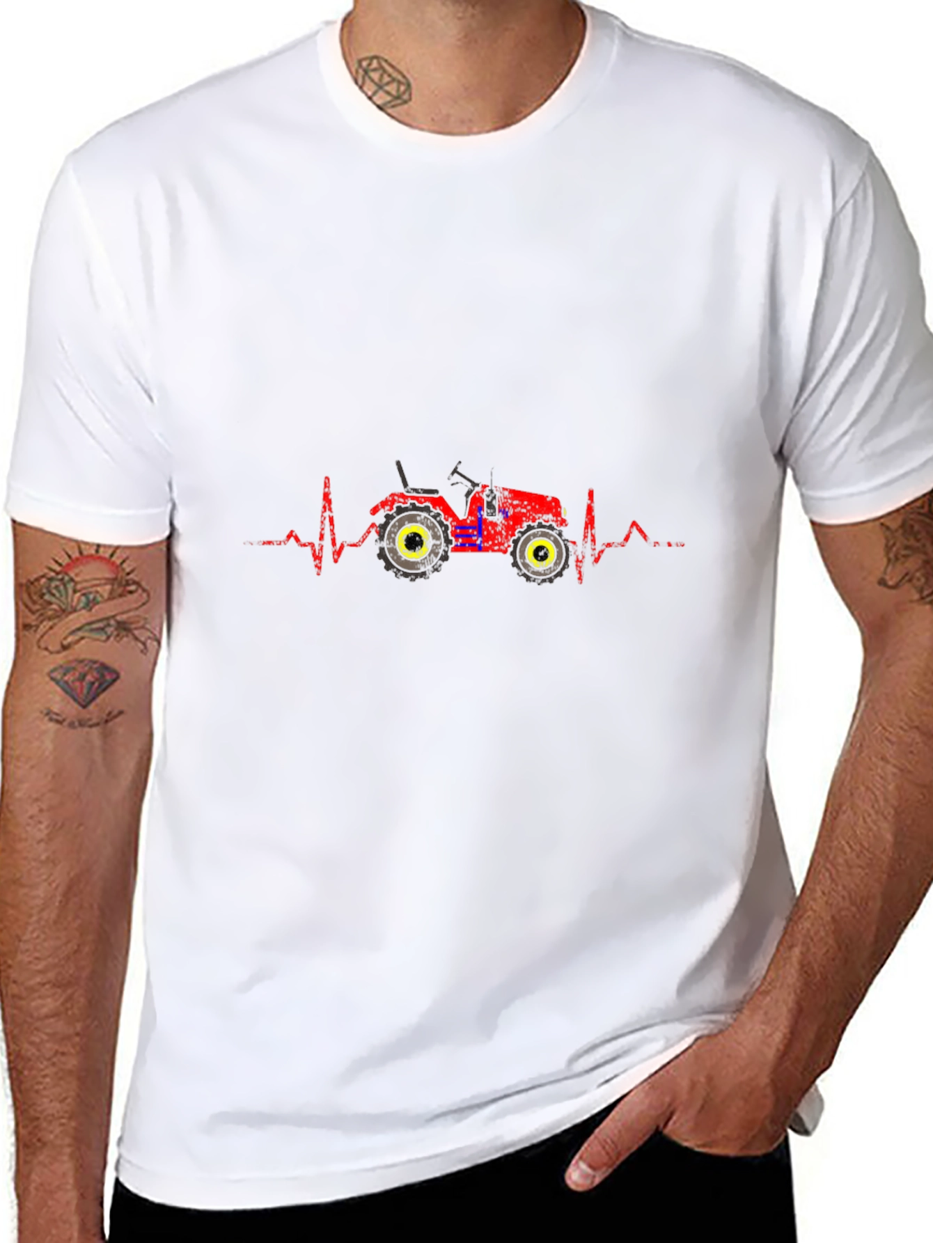 Tractor Heartbeat Graphic Tee - Black