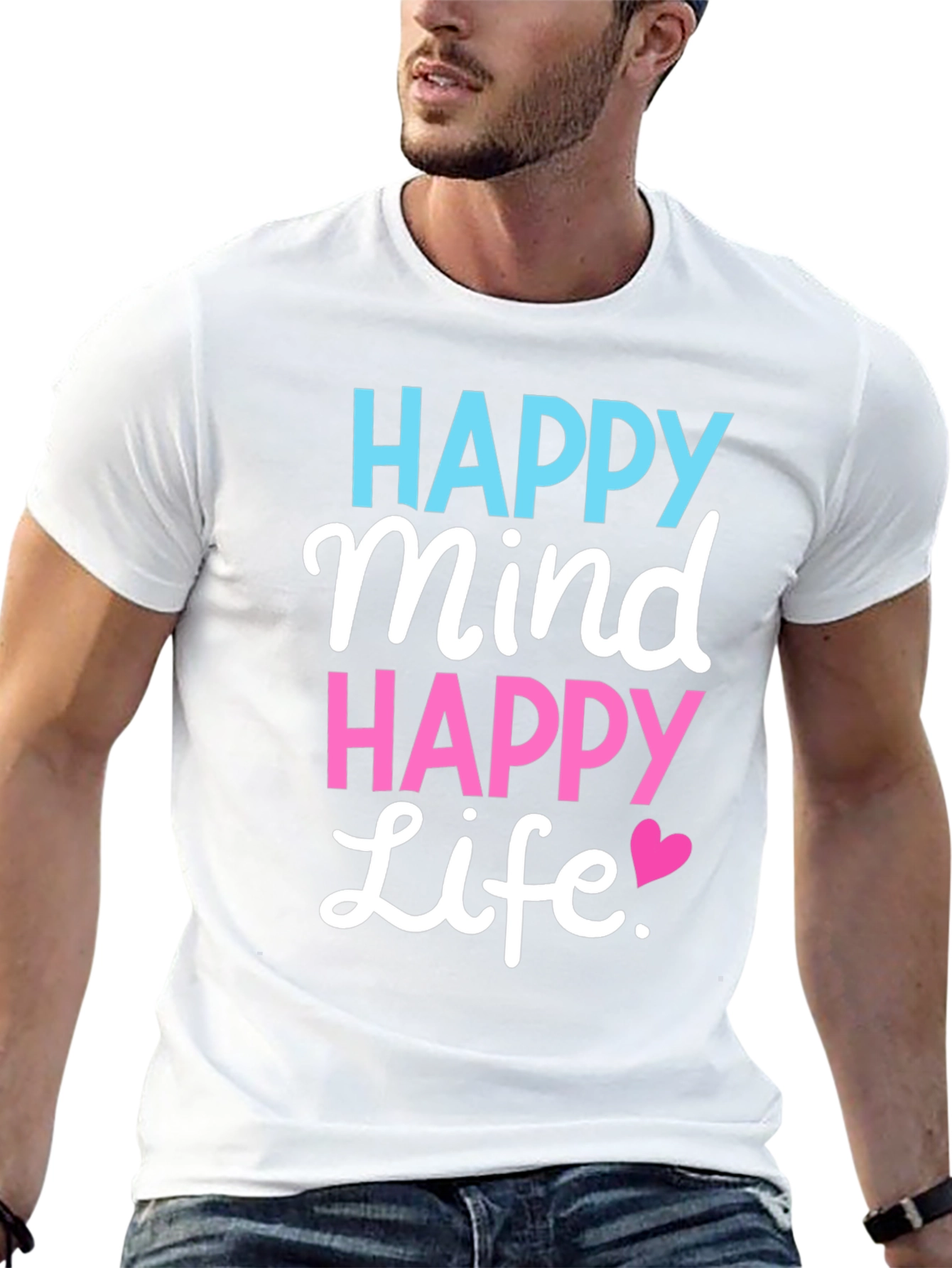 Happy Mind Happy Life Black T-Shirt