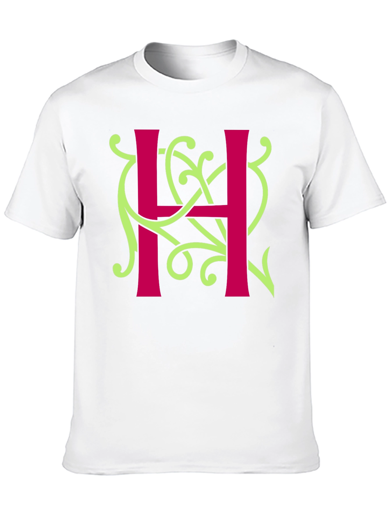 Letter H Graphic Tee - Unique Floral Design