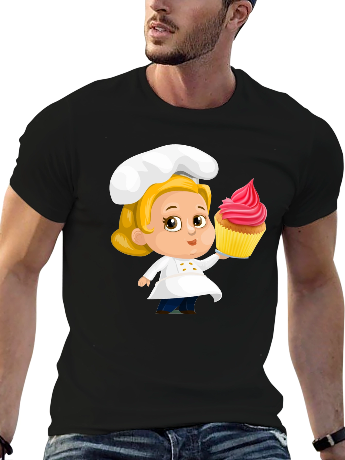 Chef Cupcake Cartoon T-Shirt - Cute & Fun Design
