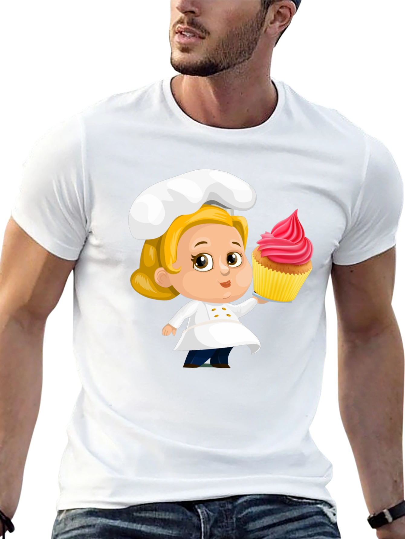 Chef Cupcake Cartoon T-Shirt - Cute & Fun Design