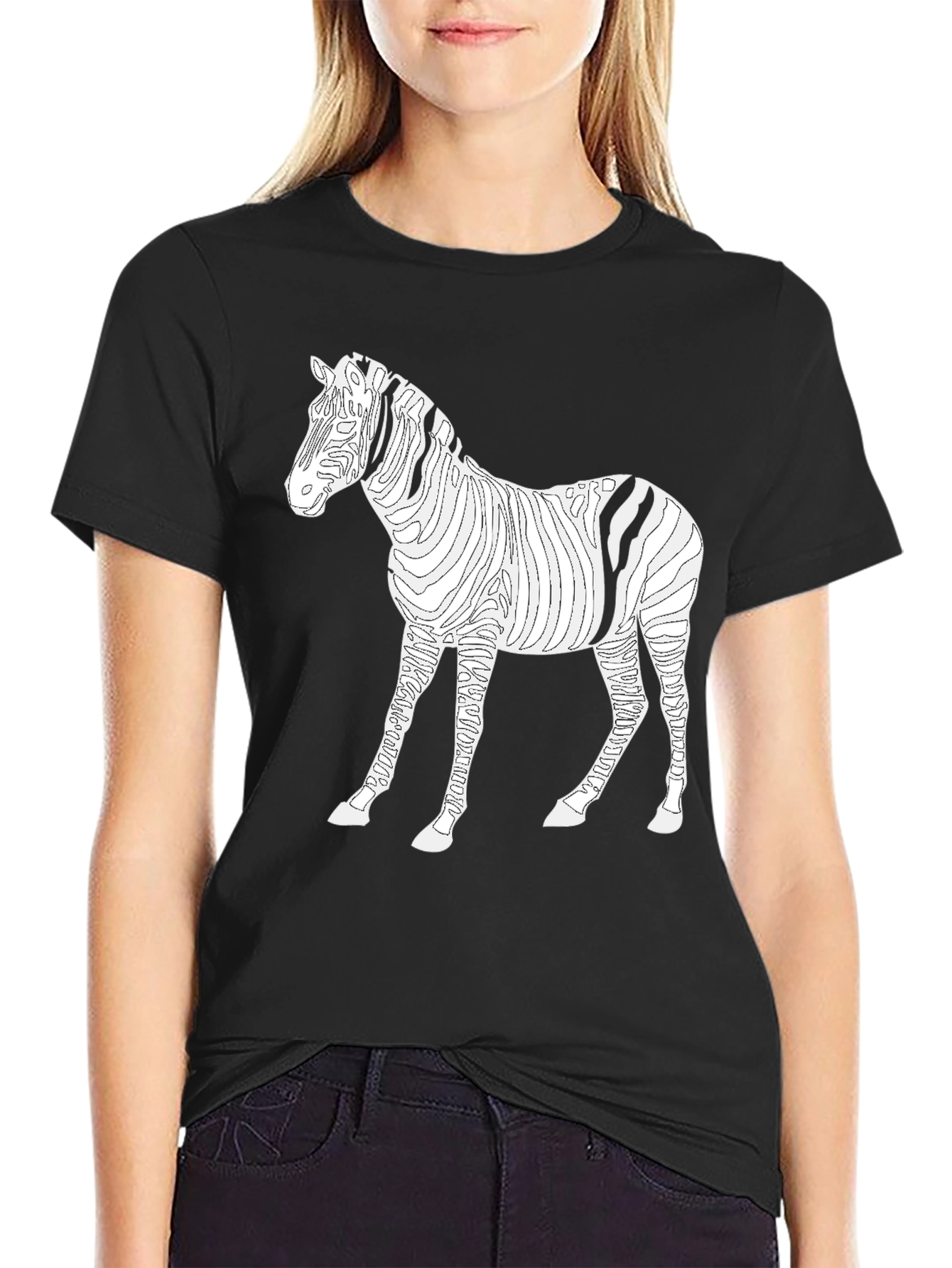 Zebra Striped Graphic Tee - Mens Black Shirt