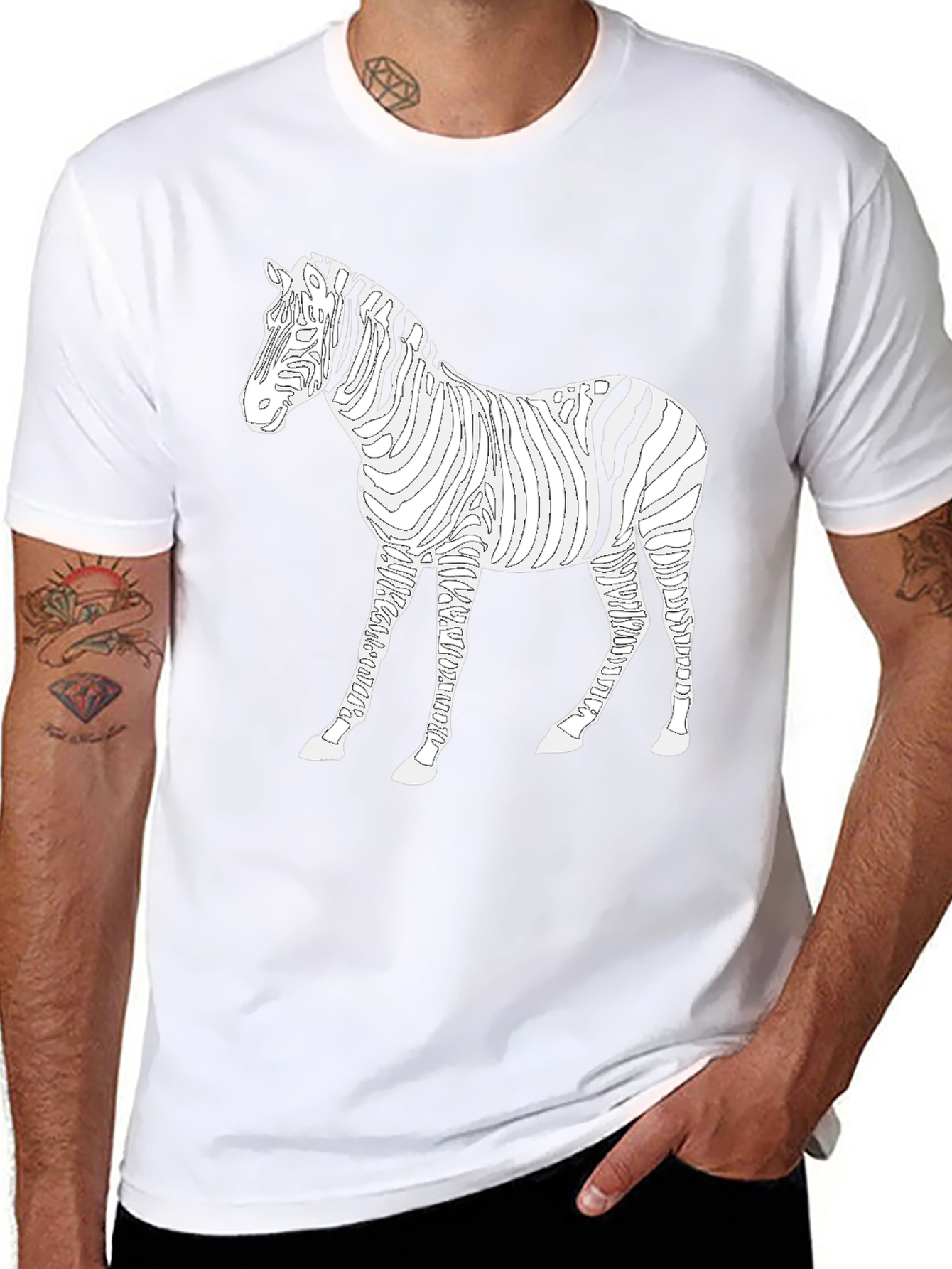 Zebra Striped Graphic Tee - Mens Black Shirt