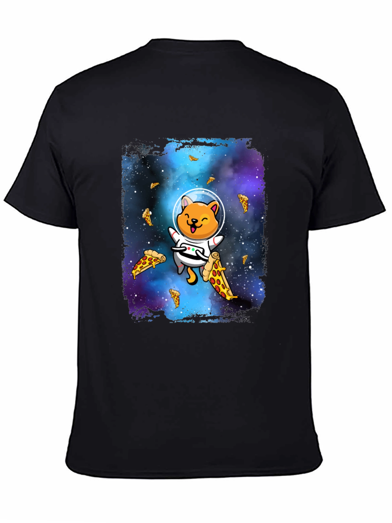Astronaut Cat Pizza Galaxy T-Shirt