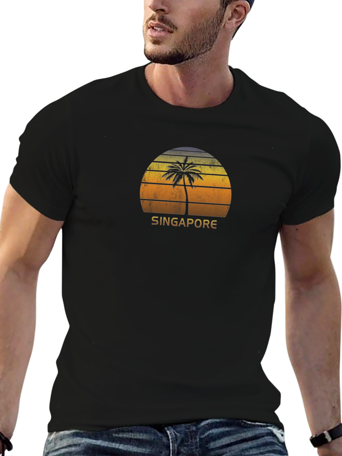Singapore Palm Sunset Graphic Tee