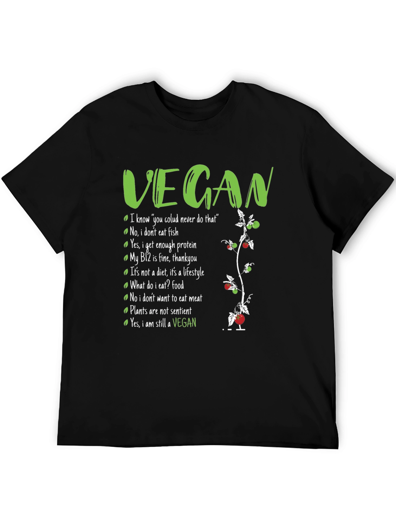Vegan Slogan Graphic Tee - Lifestyle Statement T-Shirt
