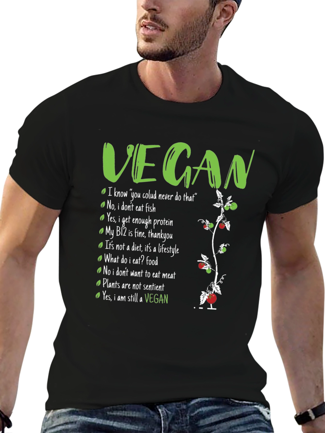 Vegan Slogan Graphic Tee - Lifestyle Statement T-Shirt