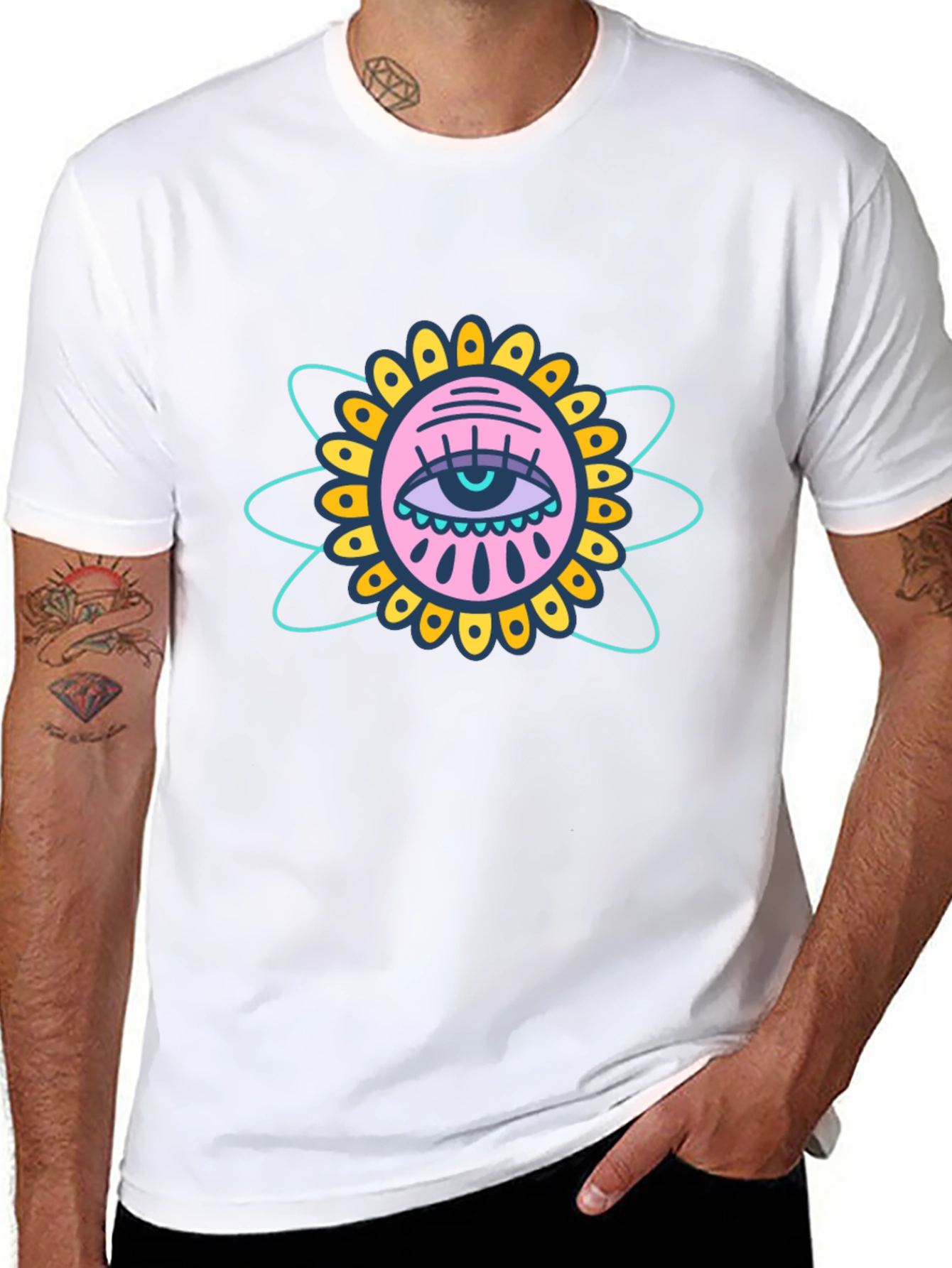 Eye Flower Graphic Black T-Shirt