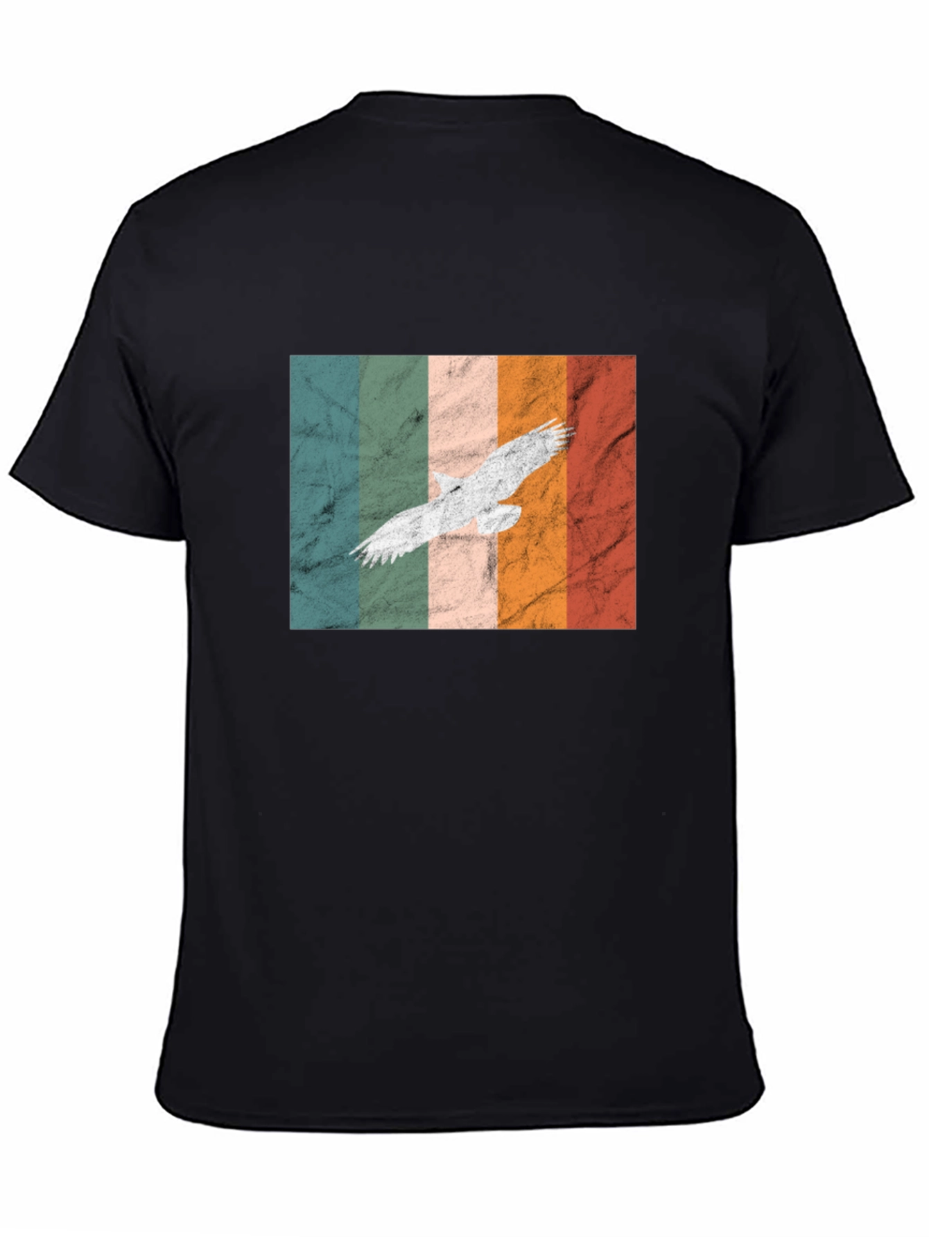 Retro Eagle Graphic Tee - Black Cotton T-Shirt