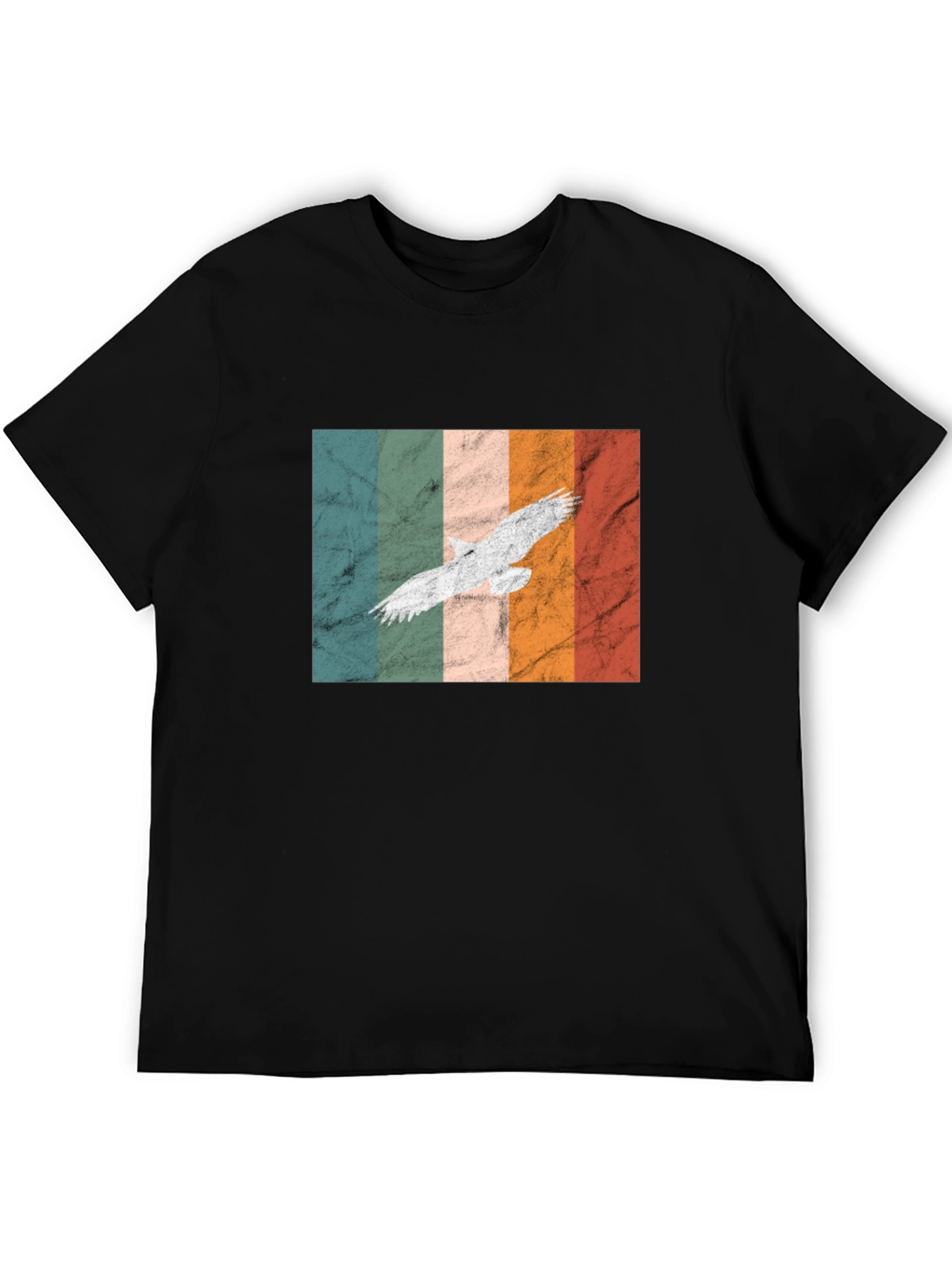 Retro Eagle Graphic Tee - Black Cotton T-Shirt