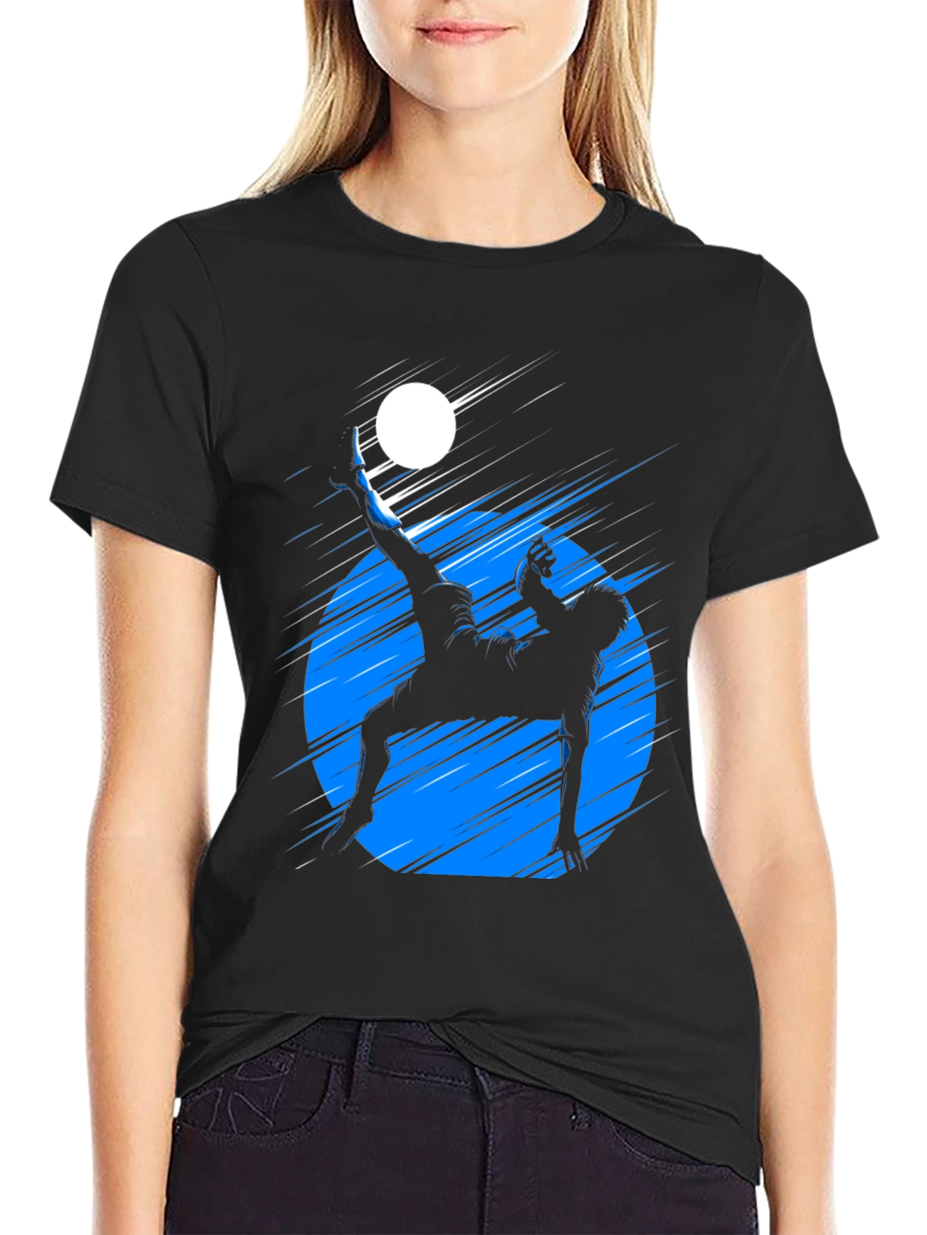 Black Graphic Tee - Soccer Bicycle Kick