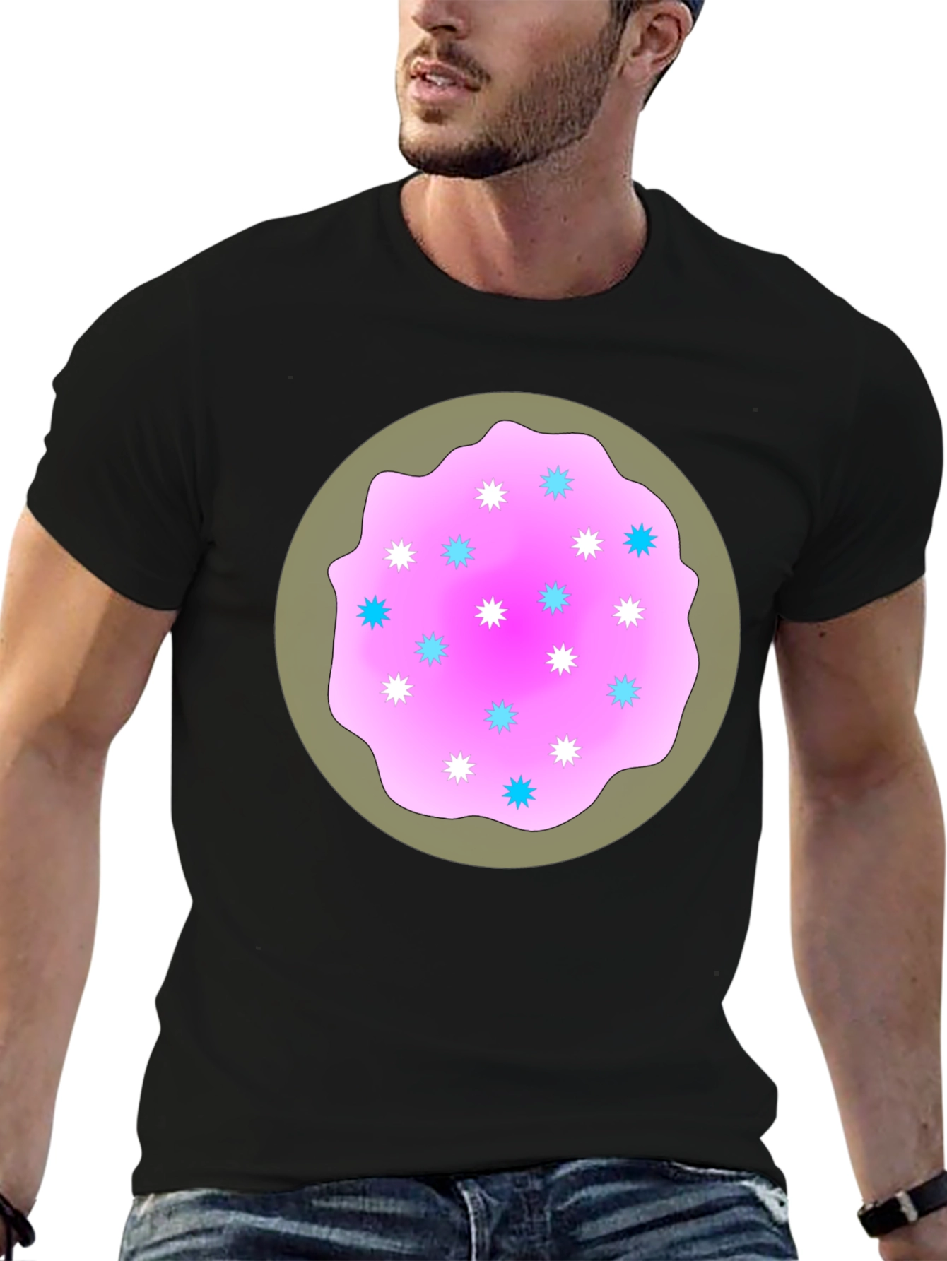 Sweet Donut Design Black T-Shirt