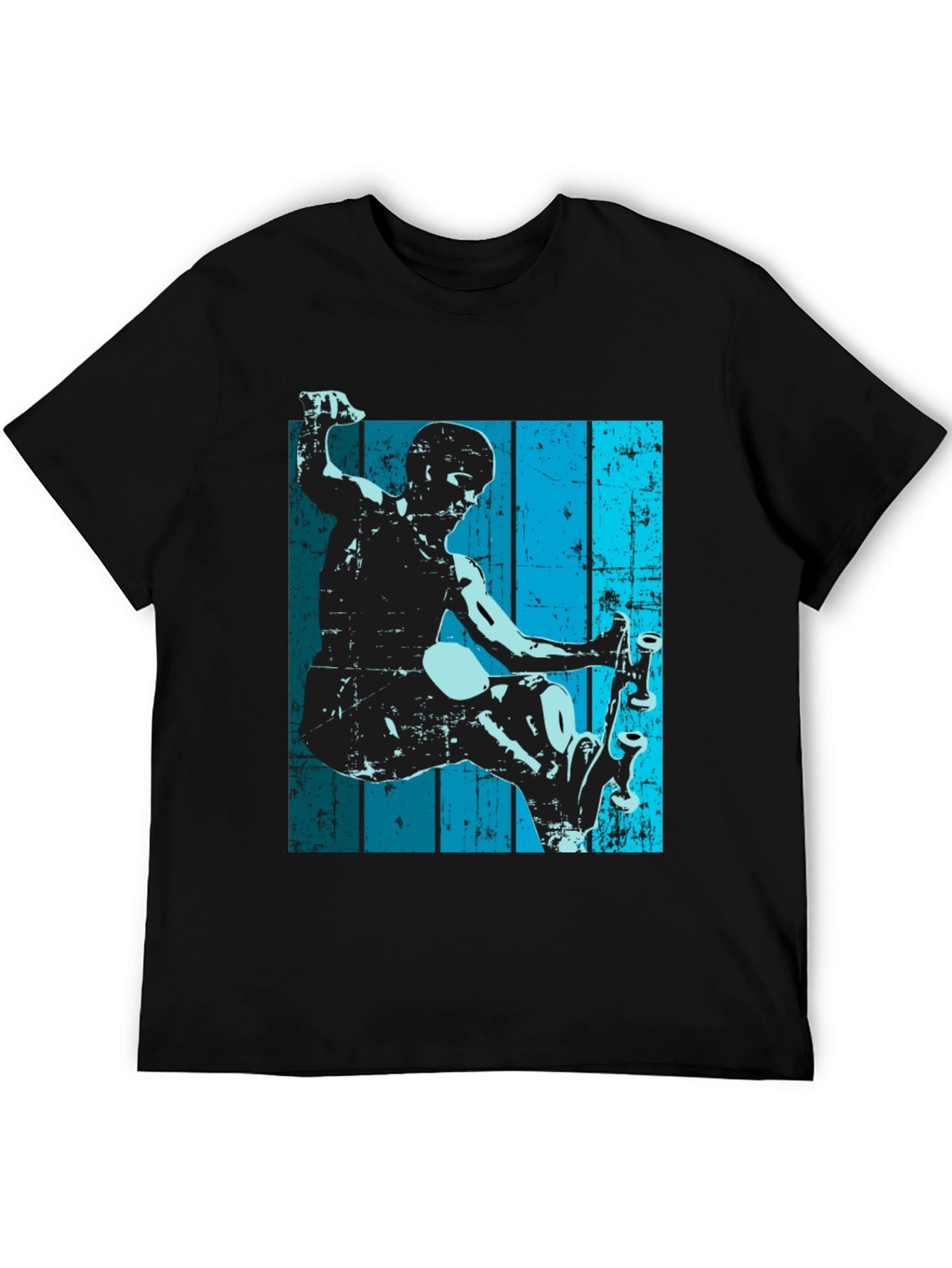 Skateboarder Graphic Tee - Retro Style Black T-Shirt