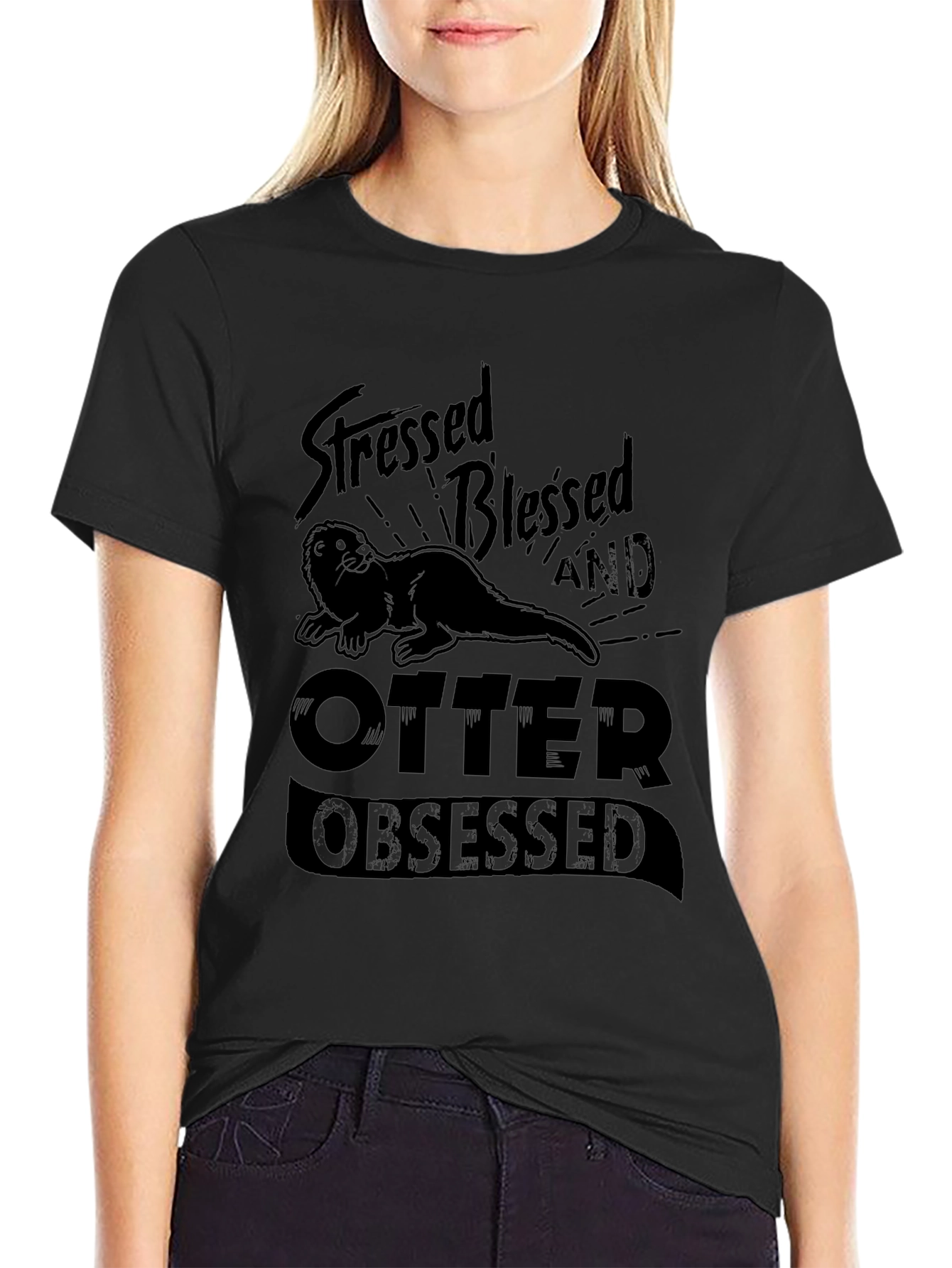 Stressed Blessed and Otter Obsessed Graphic T-Shirt