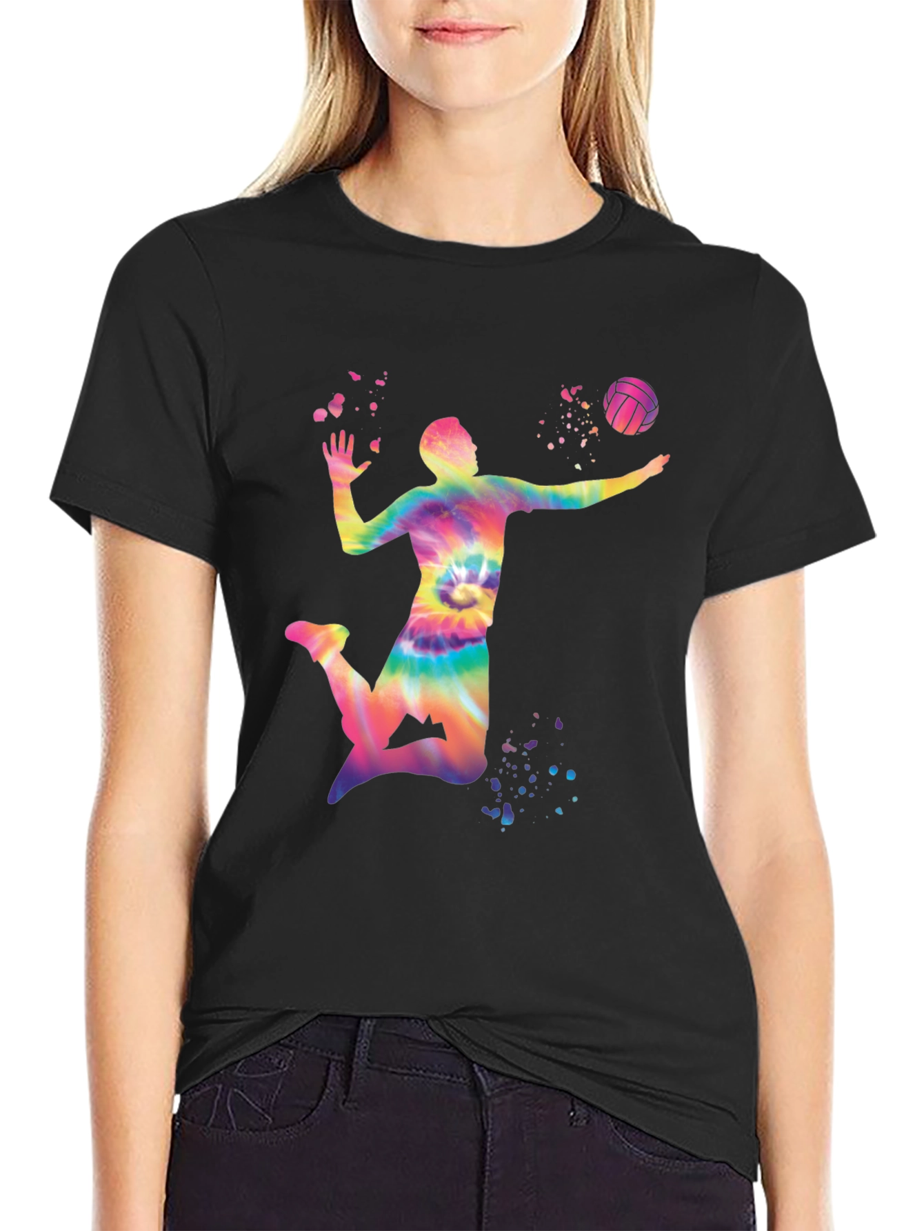 Tie-Dye Volleyball Player Graphic Tee
