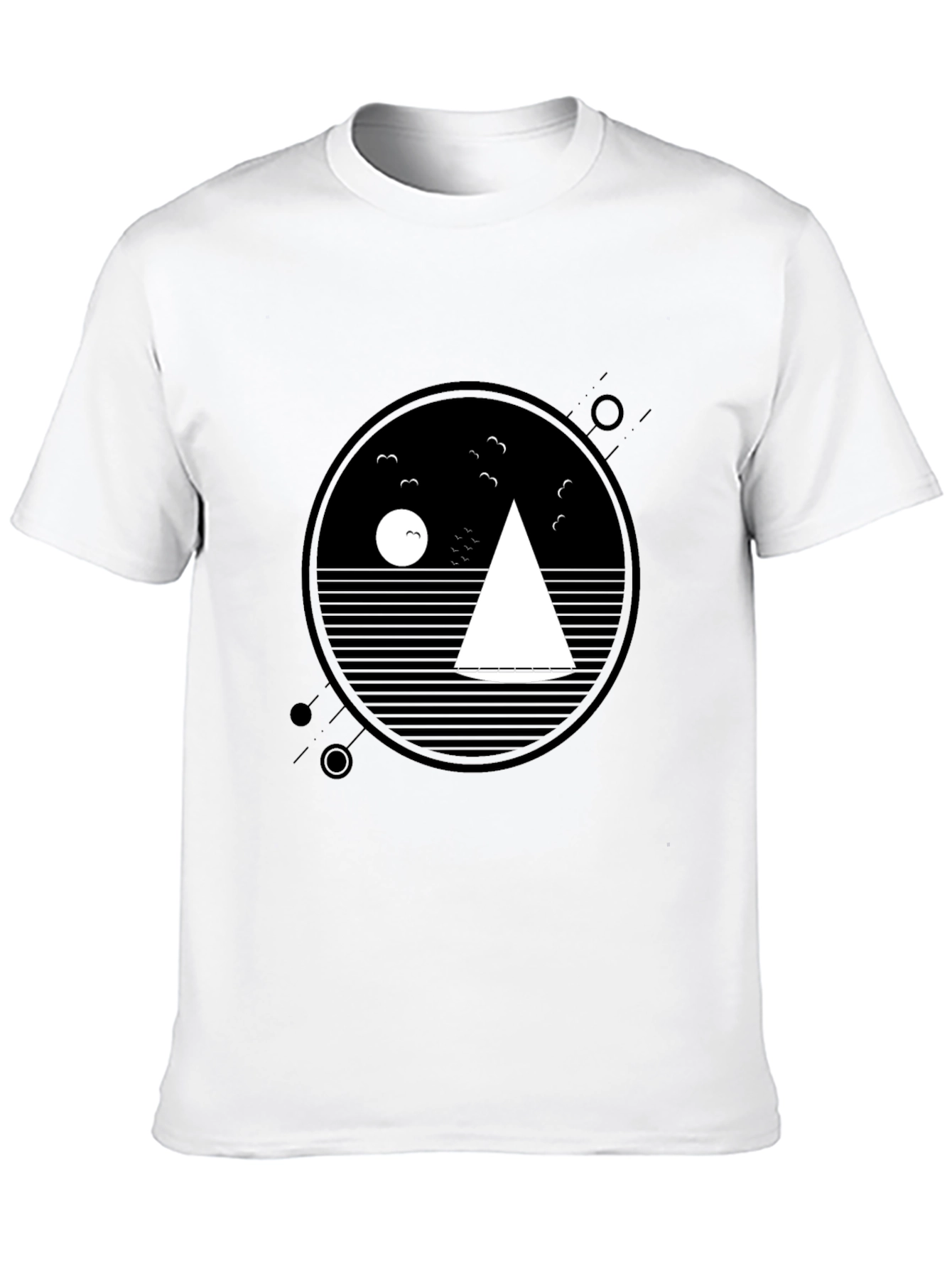 Mens Black Geometric Sailboat Graphic Tee