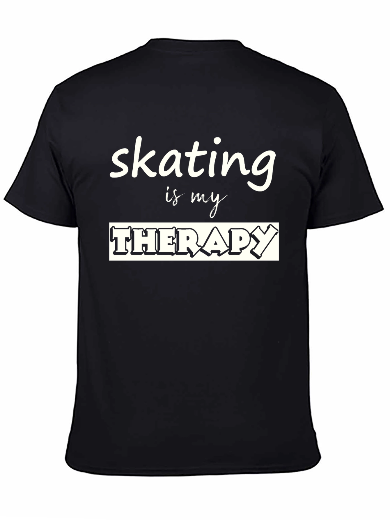 Skating is my Therapy Black Graphic T-Shirt