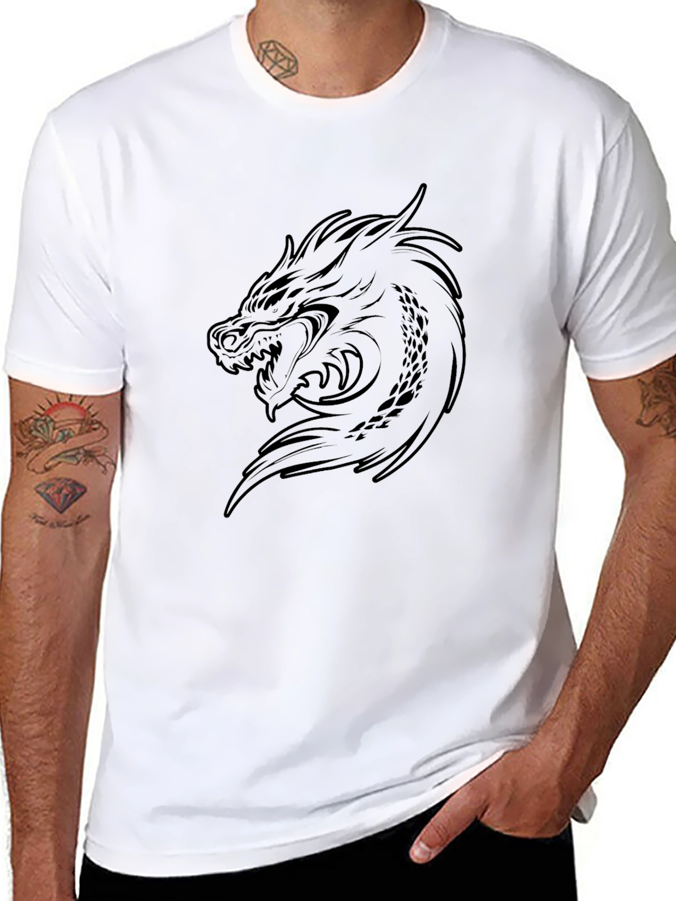 Dragon Graphic Print Black T-Shirt