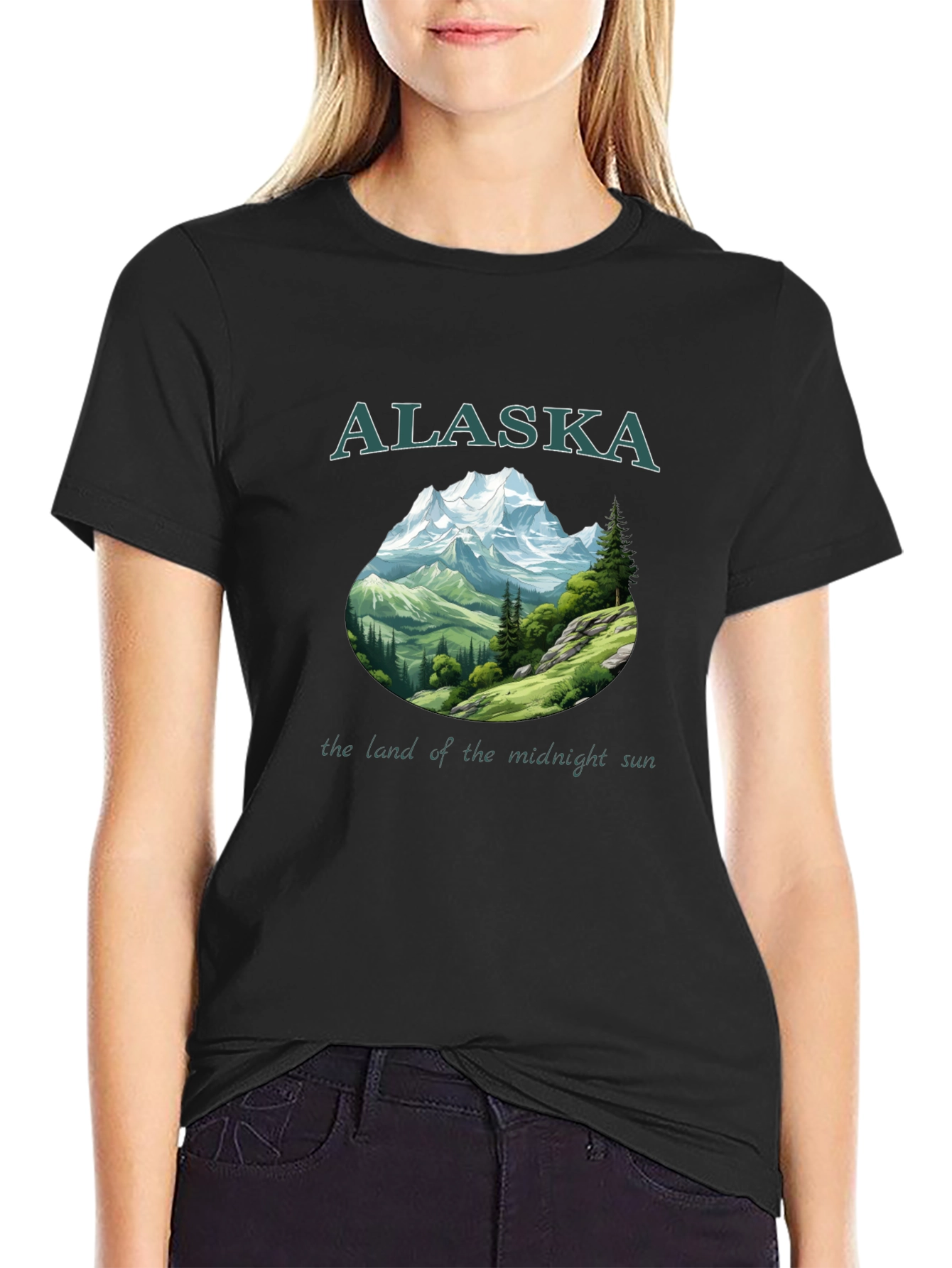 Alaska Mountain Graphic Black T-Shirt
