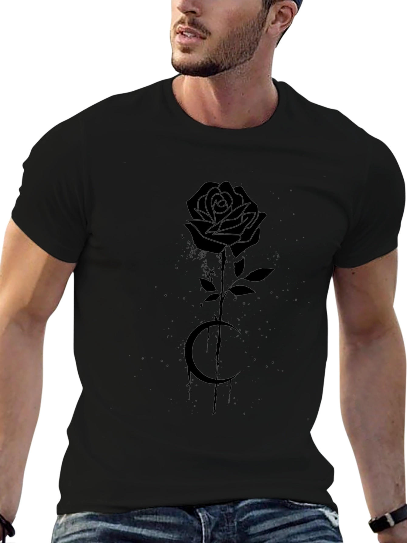 Black Rose & Moon Graphic Tee