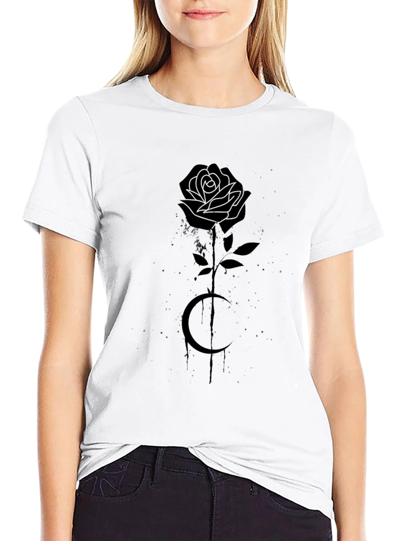 Black Rose & Moon Graphic Tee