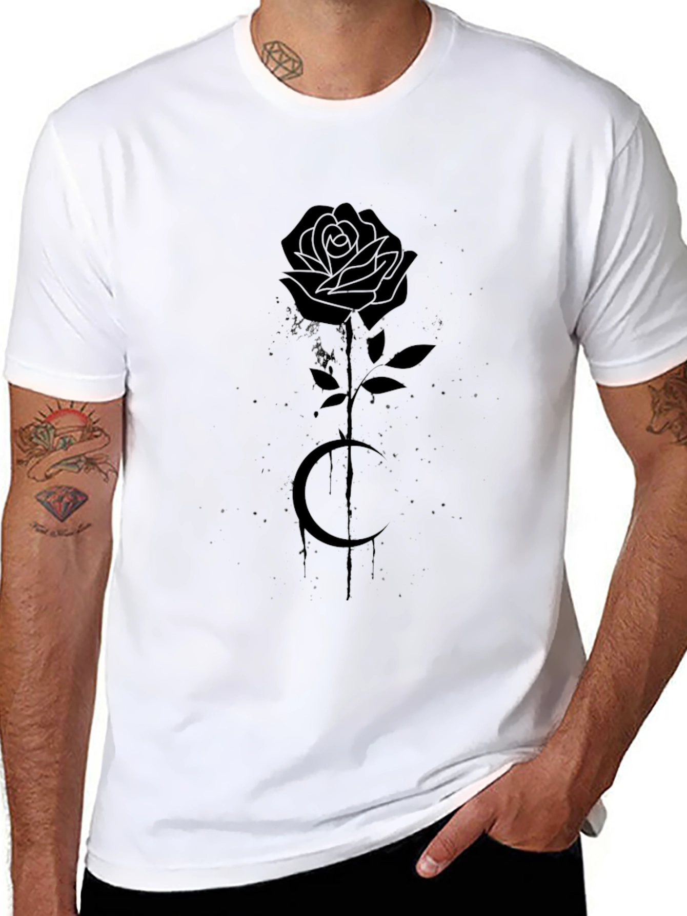 Black Rose & Moon Graphic Tee