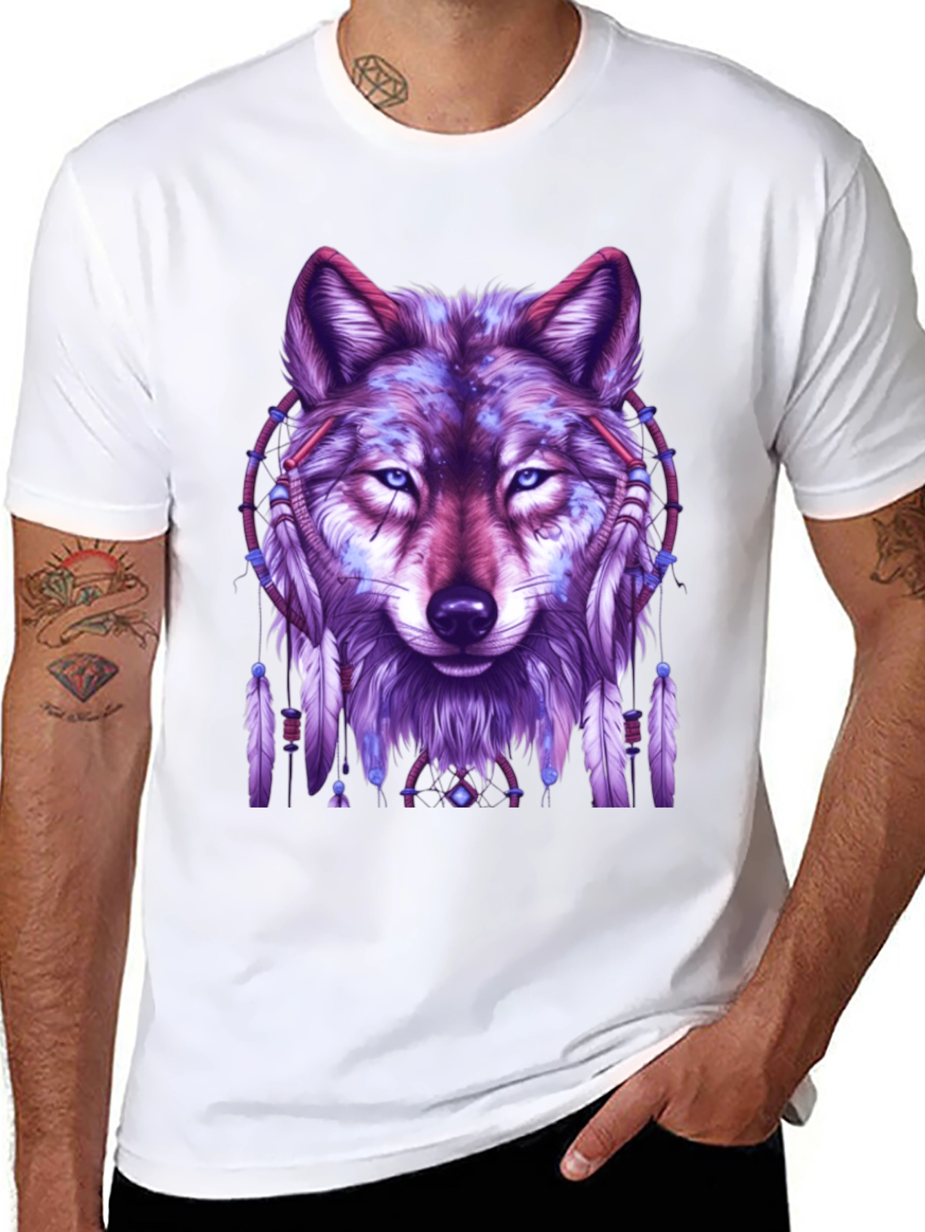 Wolf Dreamcatcher Graphic Tee - Black
