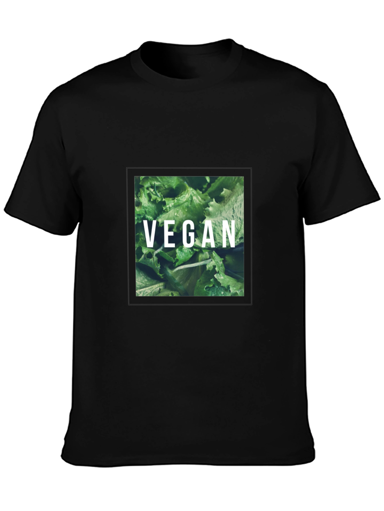 Vegan Lettuce Graphic Tee - Black Cotton T-Shirt