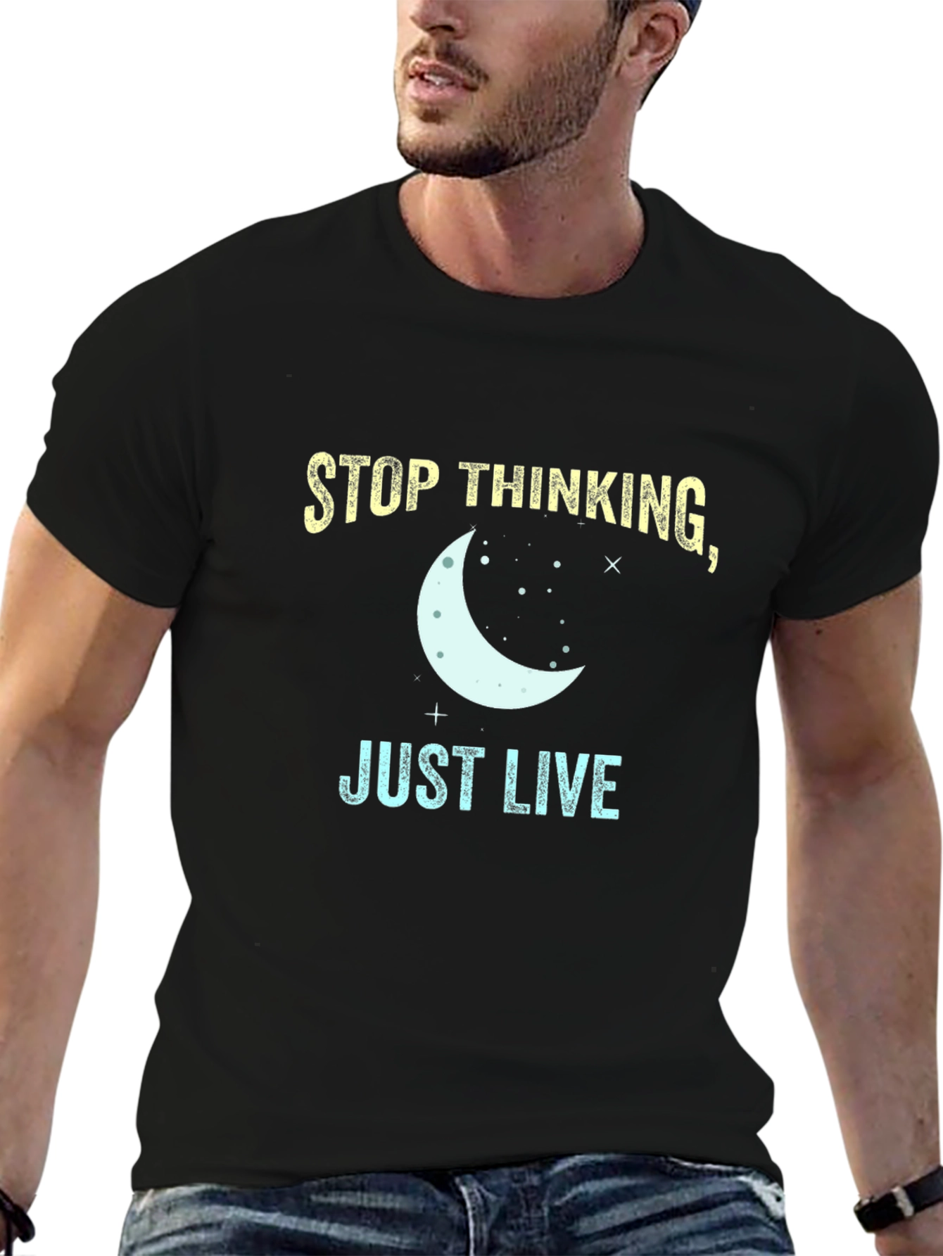 Stop Thinking Just Live T-Shirt - Black Tee