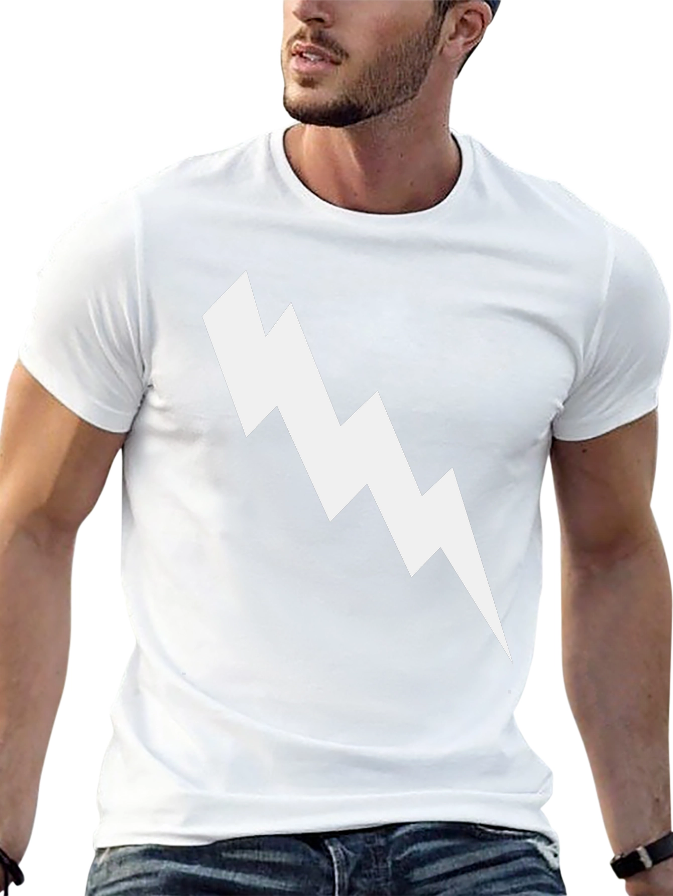 Lightning Bolt Graphic Tee - Black Cotton T-Shirt