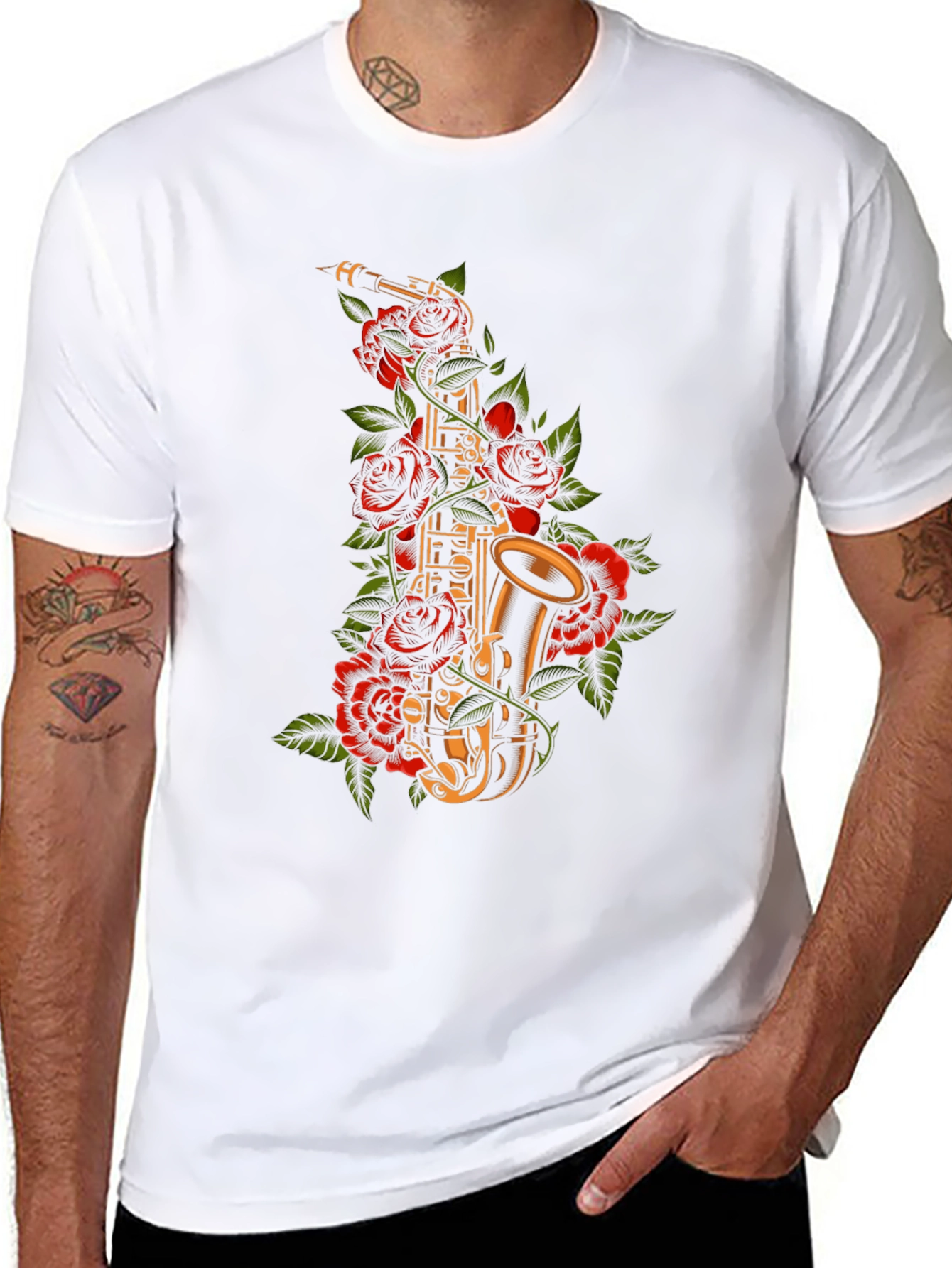 Saxophone Rose Graphic Tee