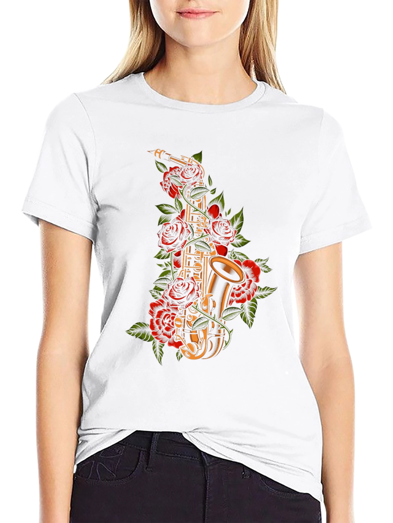 Saxophone Rose Graphic Tee