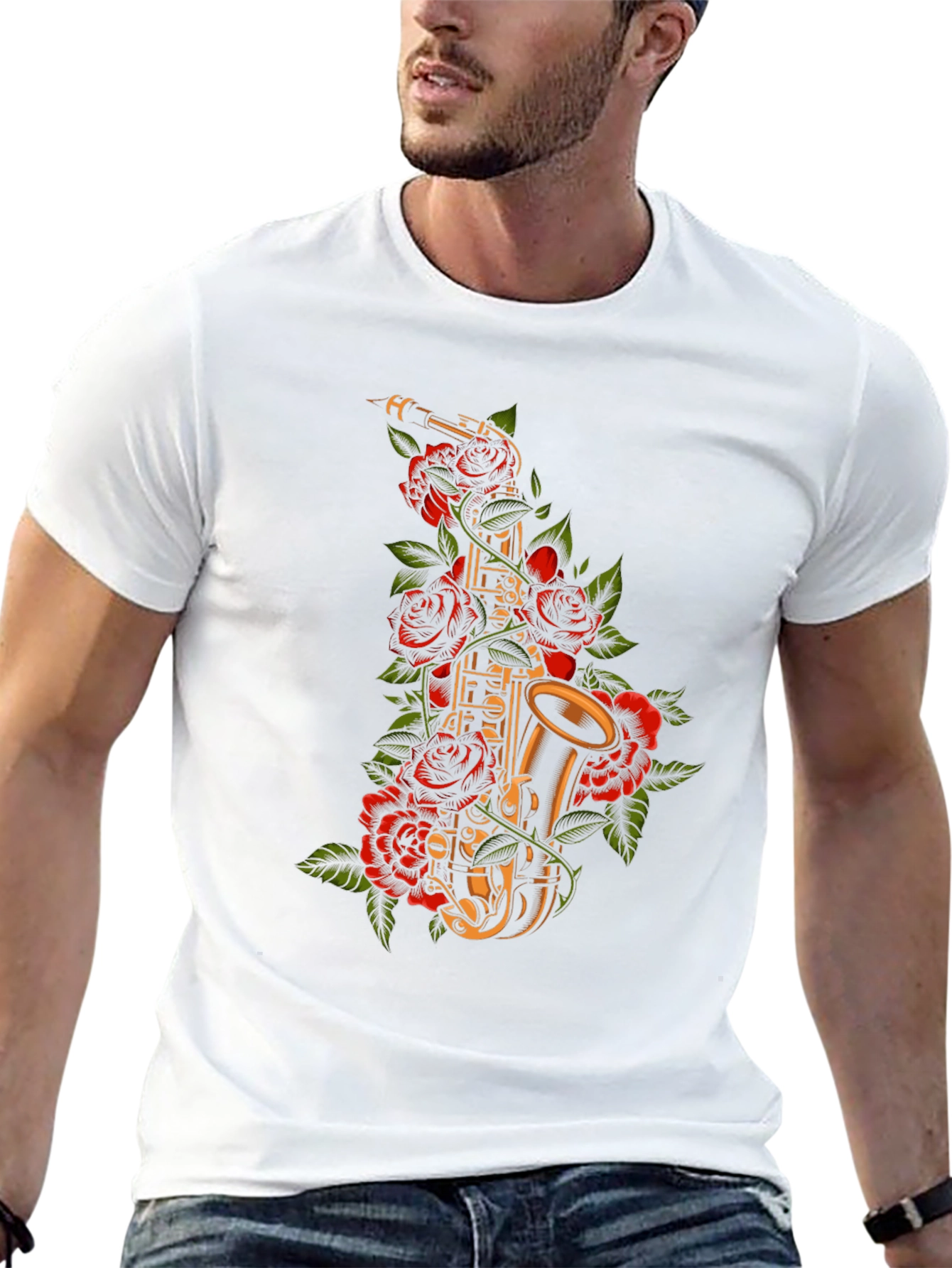 Saxophone Rose Graphic Tee