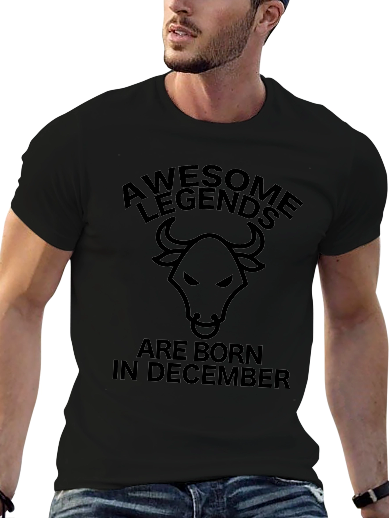 Awesome Legends Born in December Bull T-Shirt