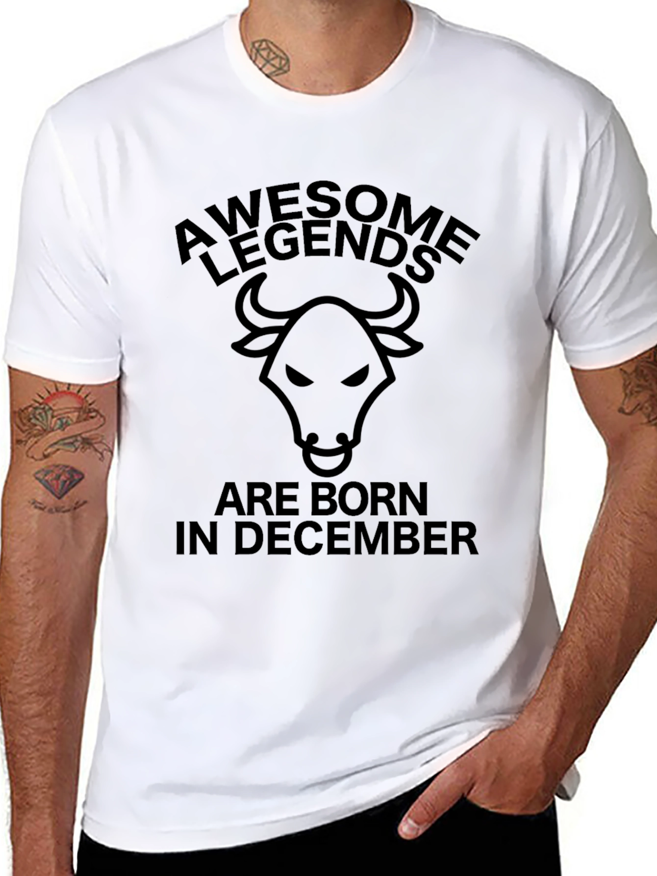 Awesome Legends Born in December Bull T-Shirt
