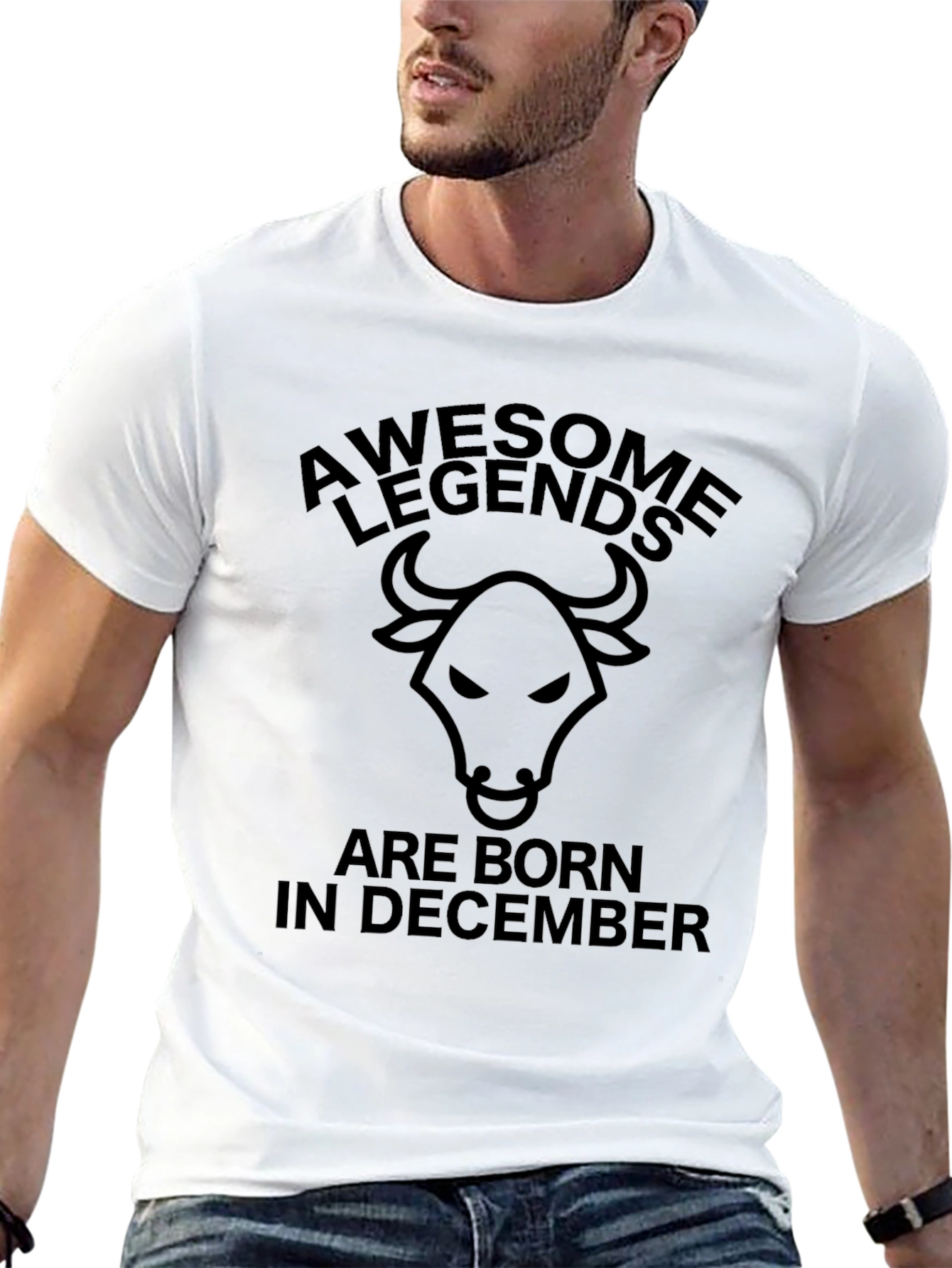 Awesome Legends Born in December Bull T-Shirt