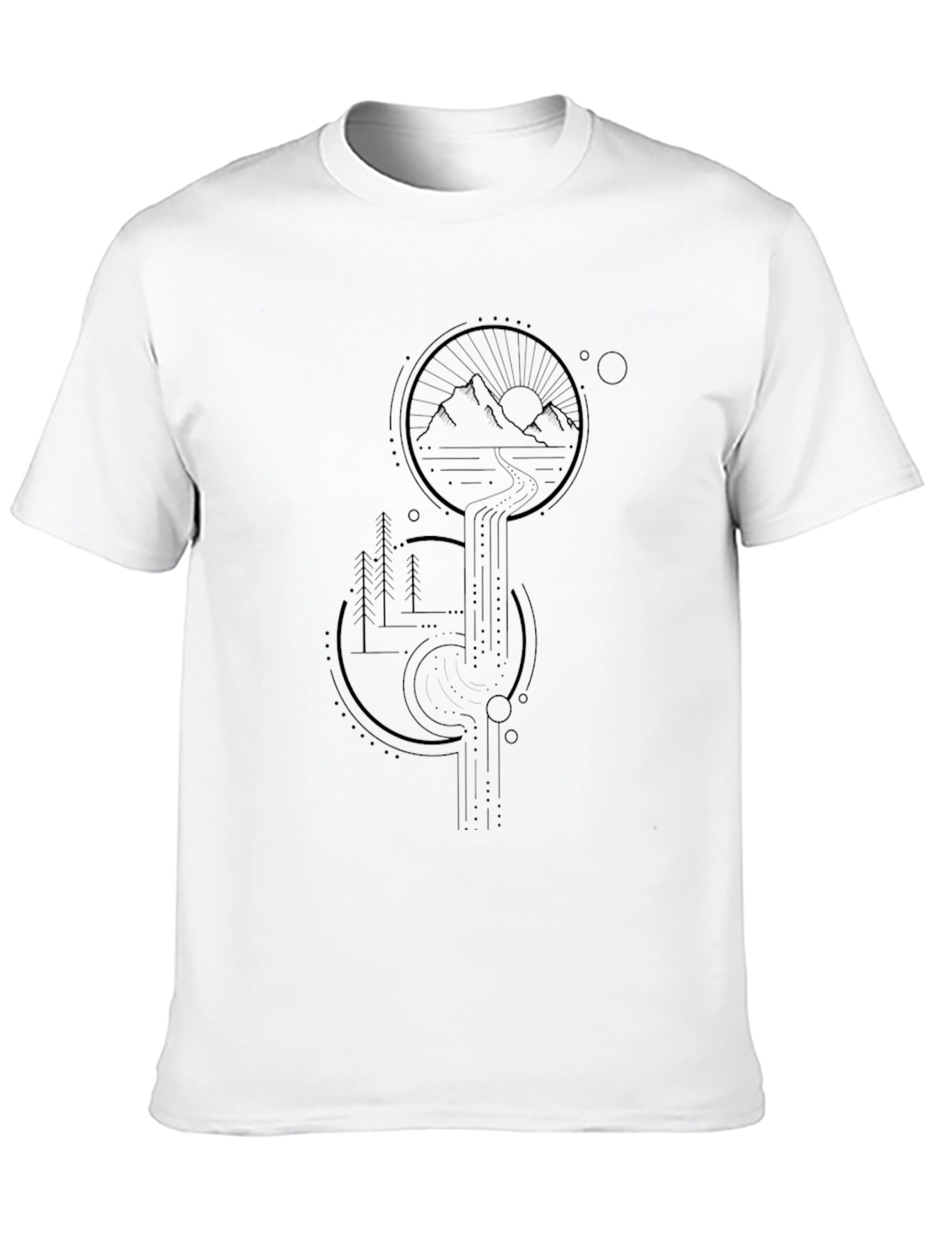 Geometric Mountainscape Black T-Shirt