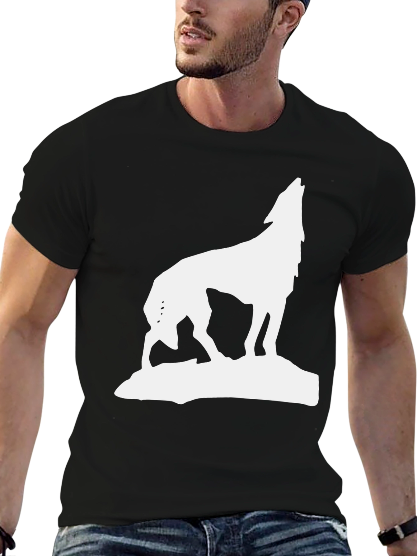 Wolf Howl Graphic Tee - Black Cotton Blend