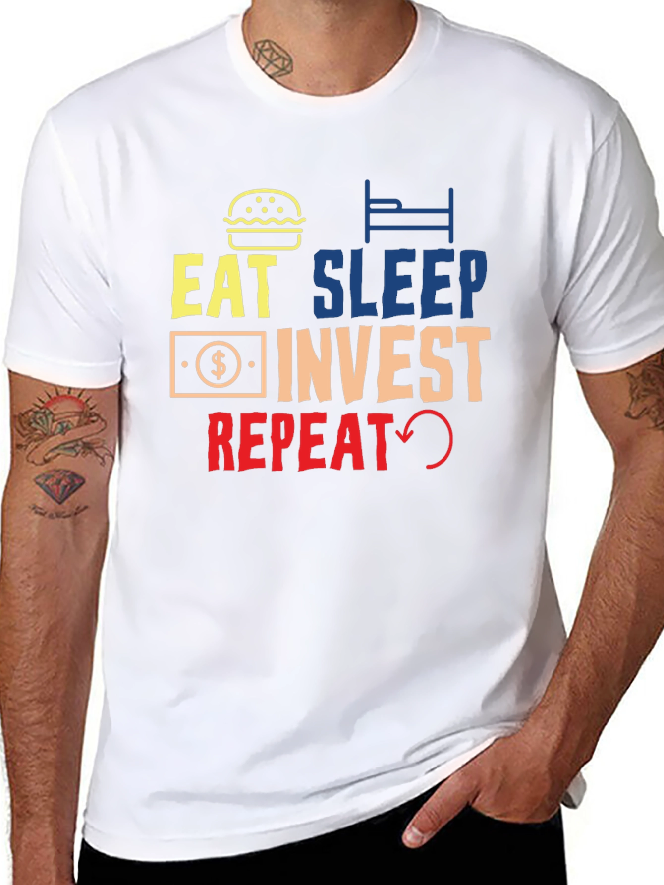 Eat Sleep Invest Repeat Graphic Tee