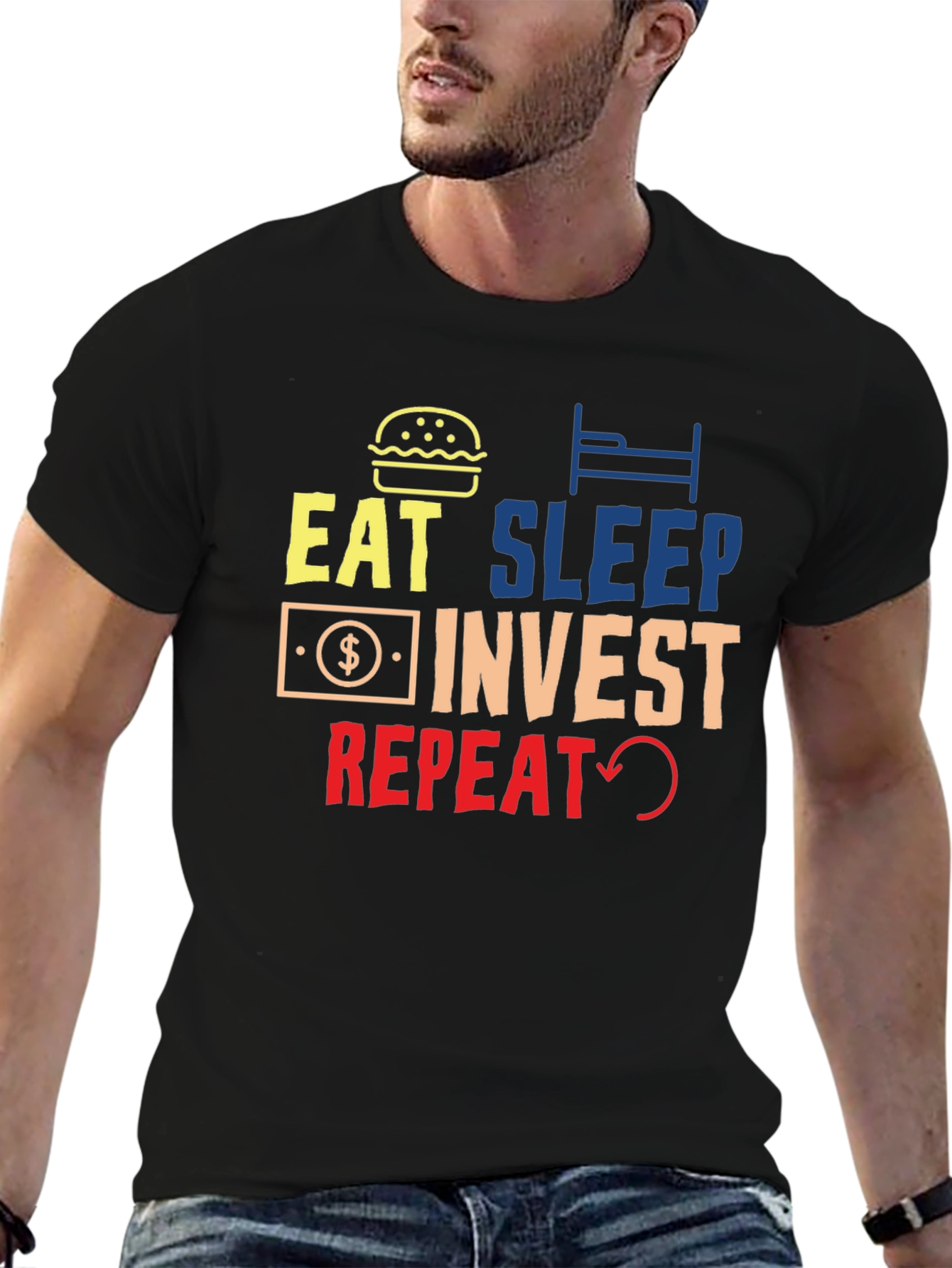 Eat Sleep Invest Repeat Graphic Tee