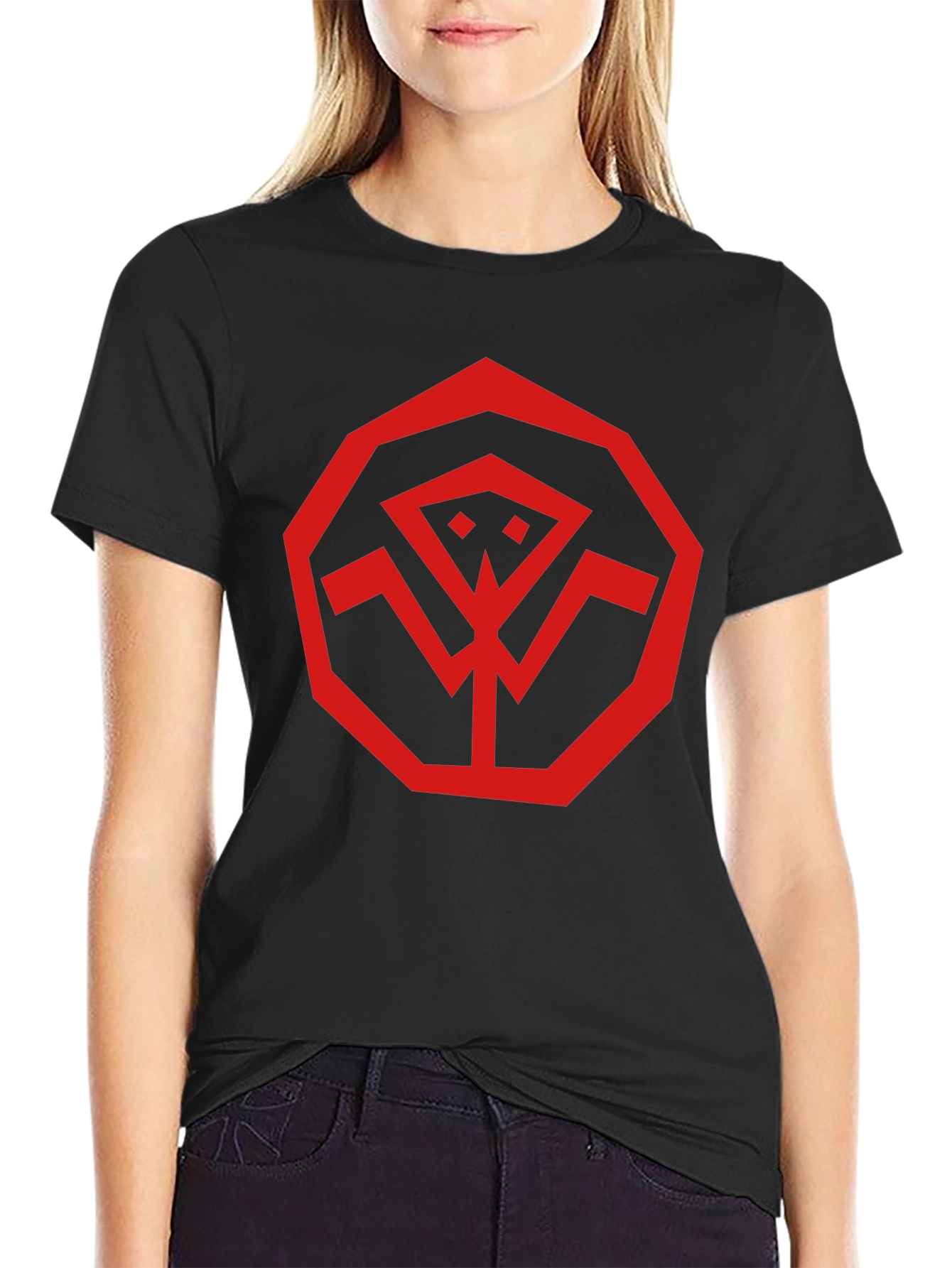 Red Symbol Black T-Shirt - Modern Style