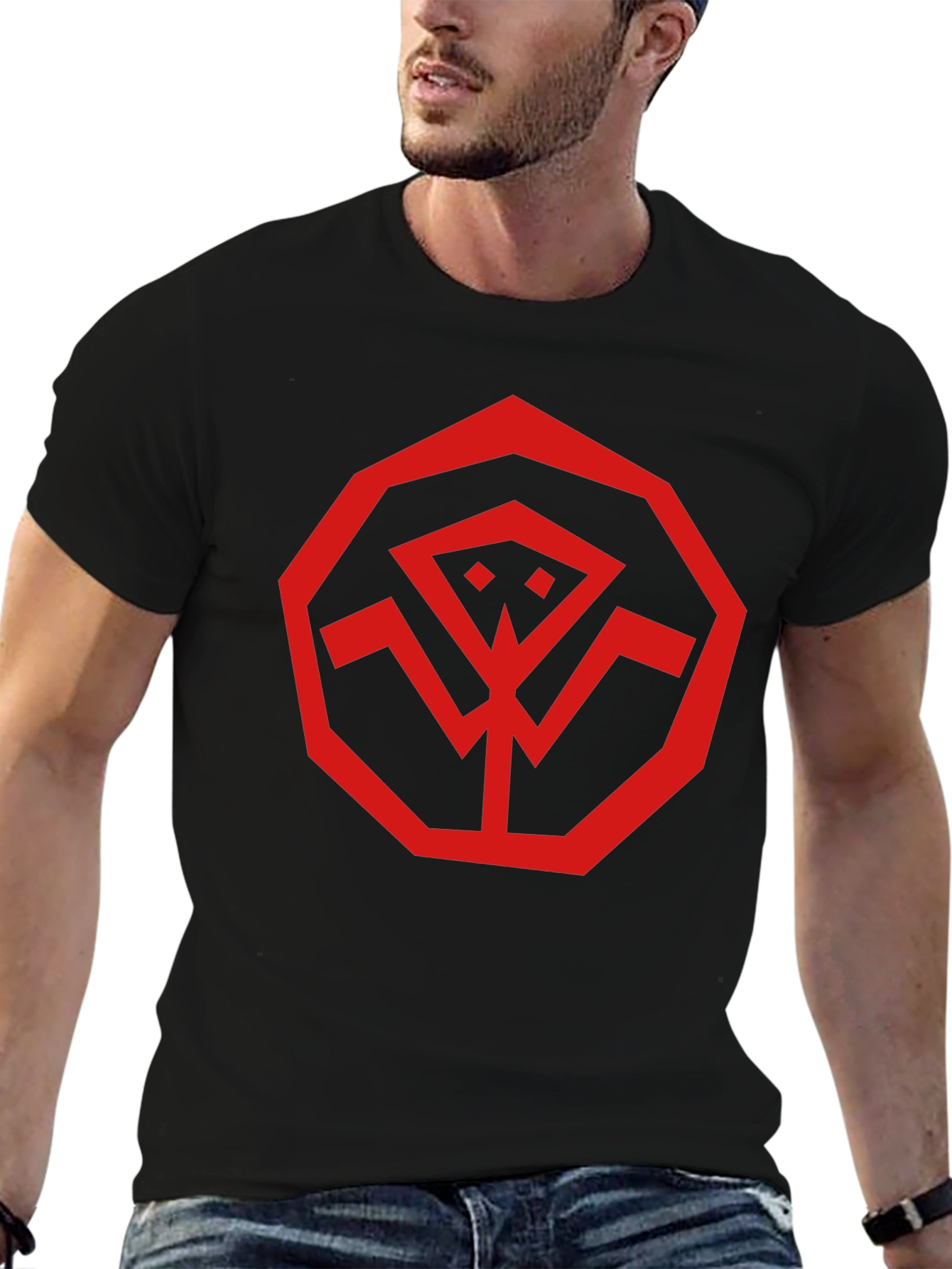 Red Symbol Black T-Shirt - Modern Style