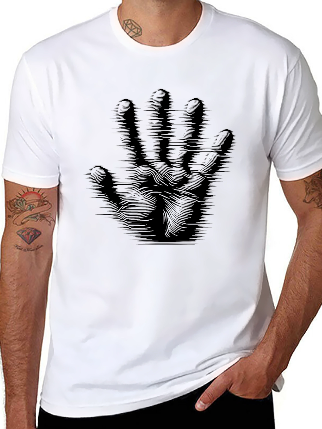 Abstract Hand Print Black T-Shirt