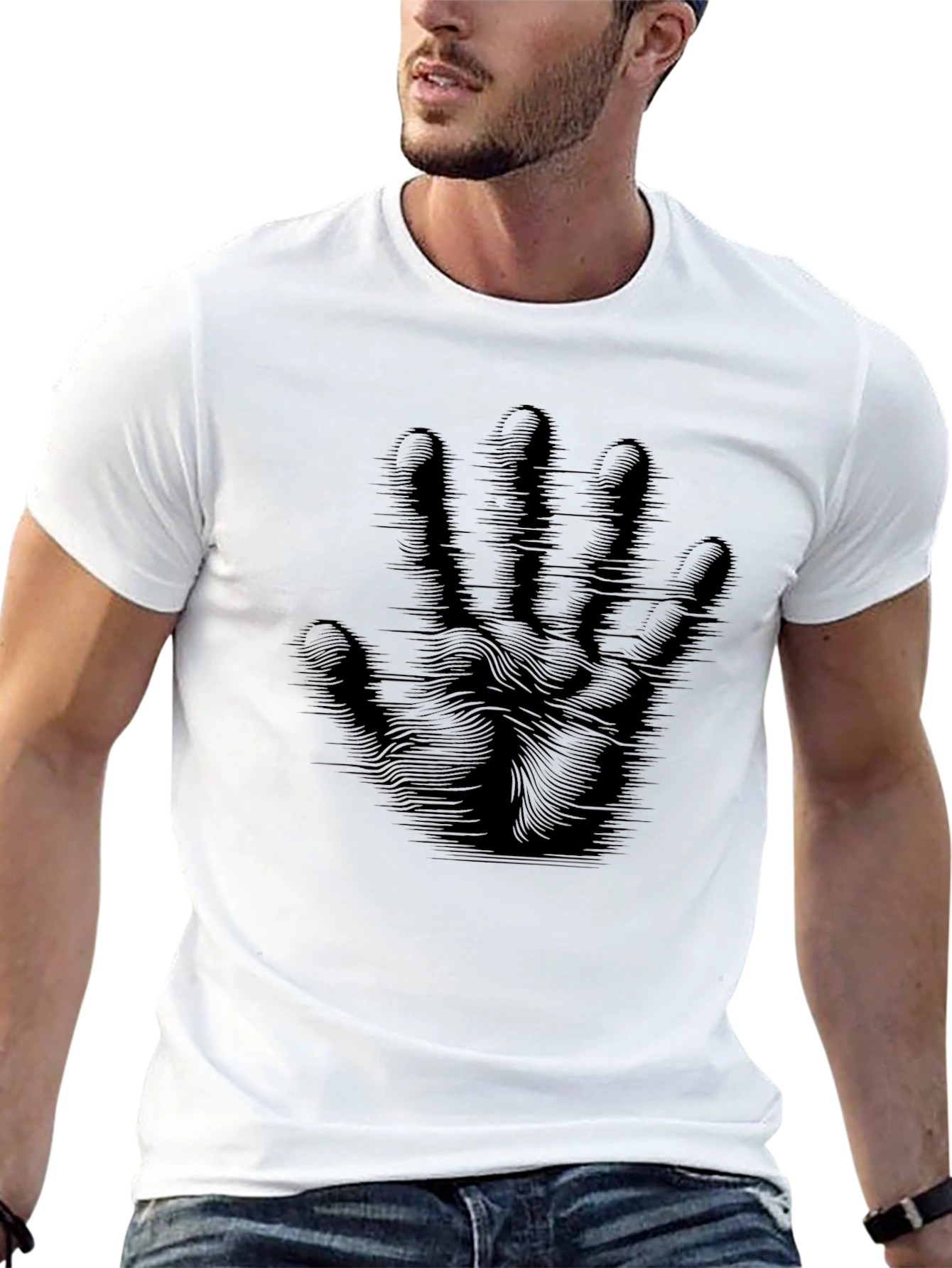 Abstract Hand Print Black T-Shirt