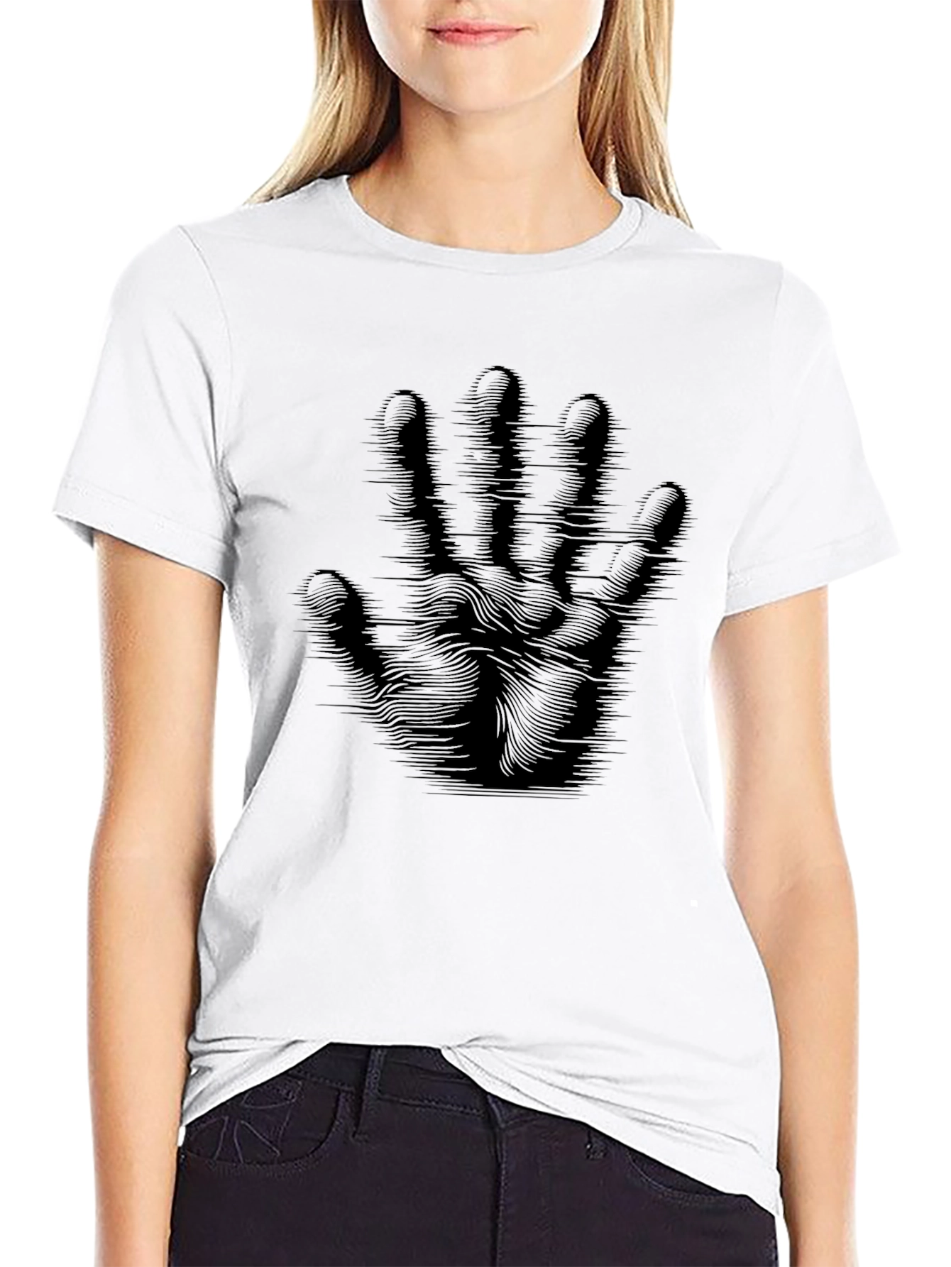 Abstract Hand Print Black T-Shirt