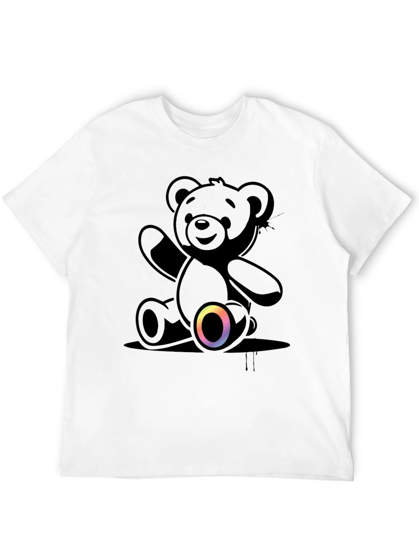 Black Teddy Bear Graphic T-Shirt - Casual Comfort