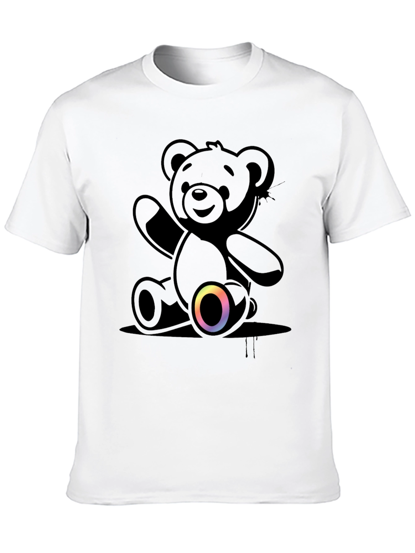 Black Teddy Bear Graphic T-Shirt - Casual Comfort