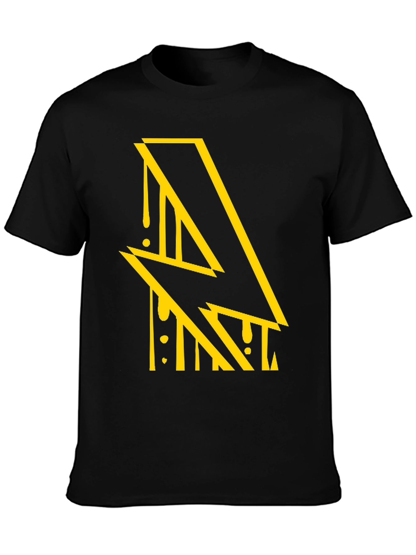 Edgy Lightning Bolt Graphic Black T-Shirt